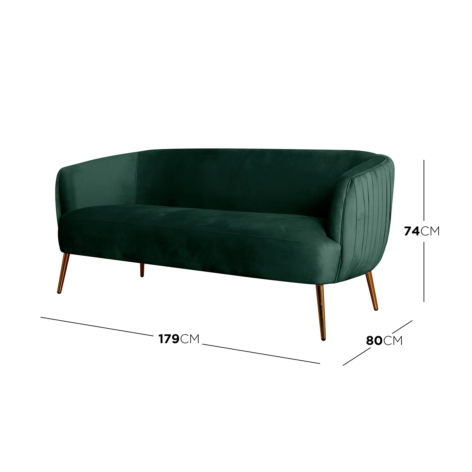 Evelyn 2 Seater Curved Velvet Sofa in Green - Image 8
