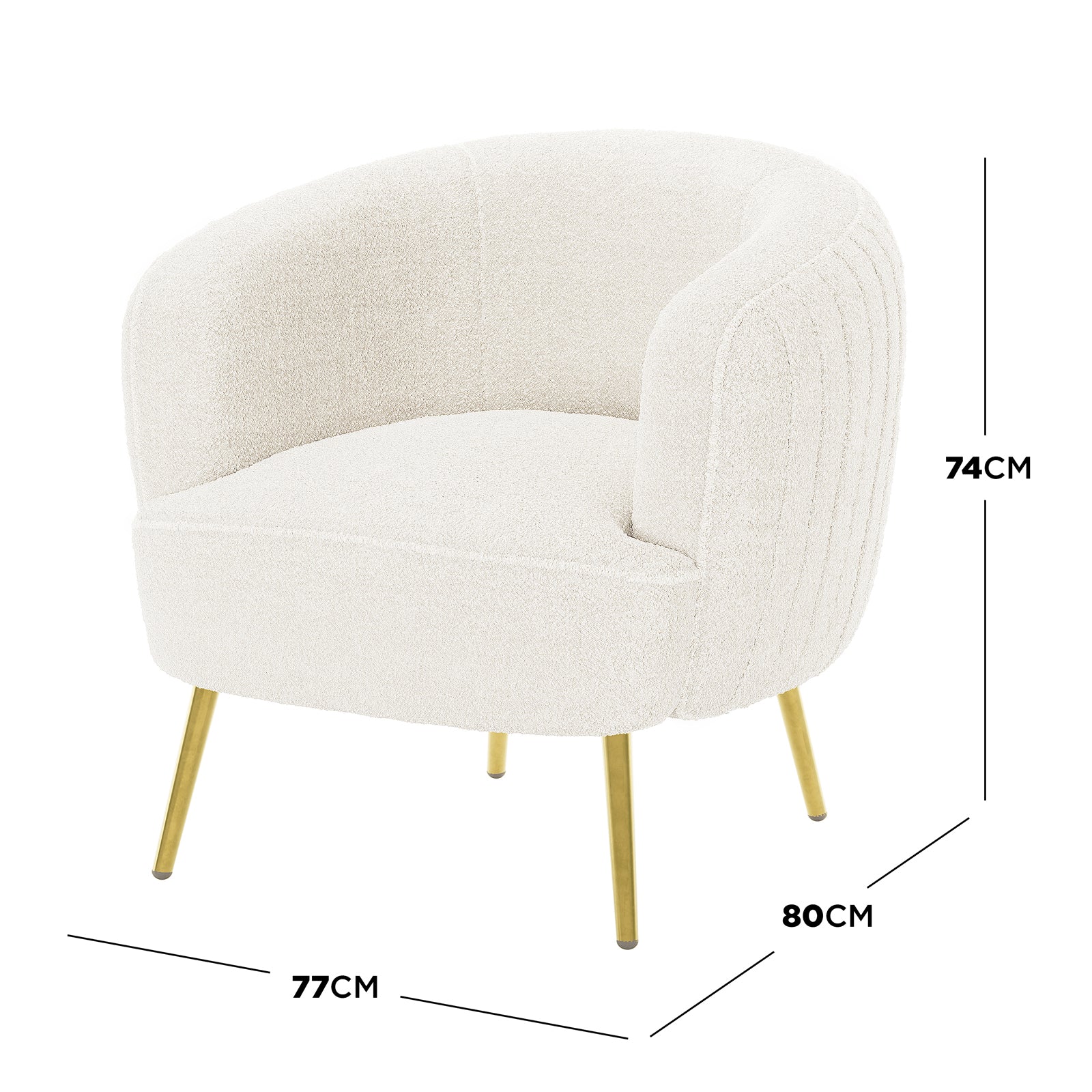 Evelyn 4 Seater Boucle Sofa Set in Cream White - Image 4