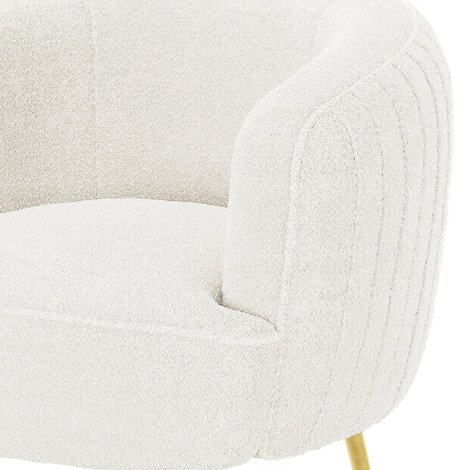 Evelyn Curved Boucle Accent Chair in Cream White - Image 6