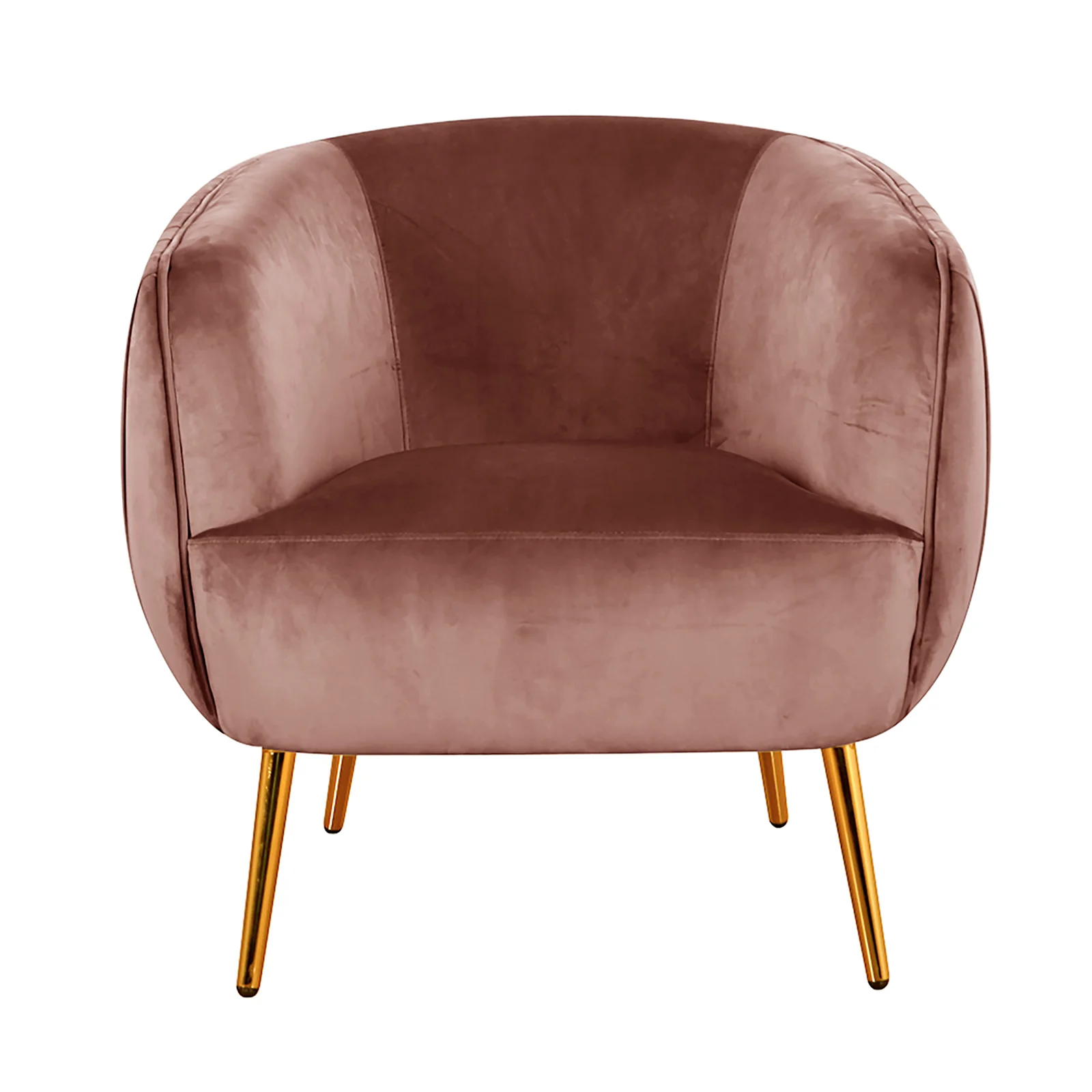 Evelyn Curved Velvet Sofa Accent Chair in Blush - Image 6