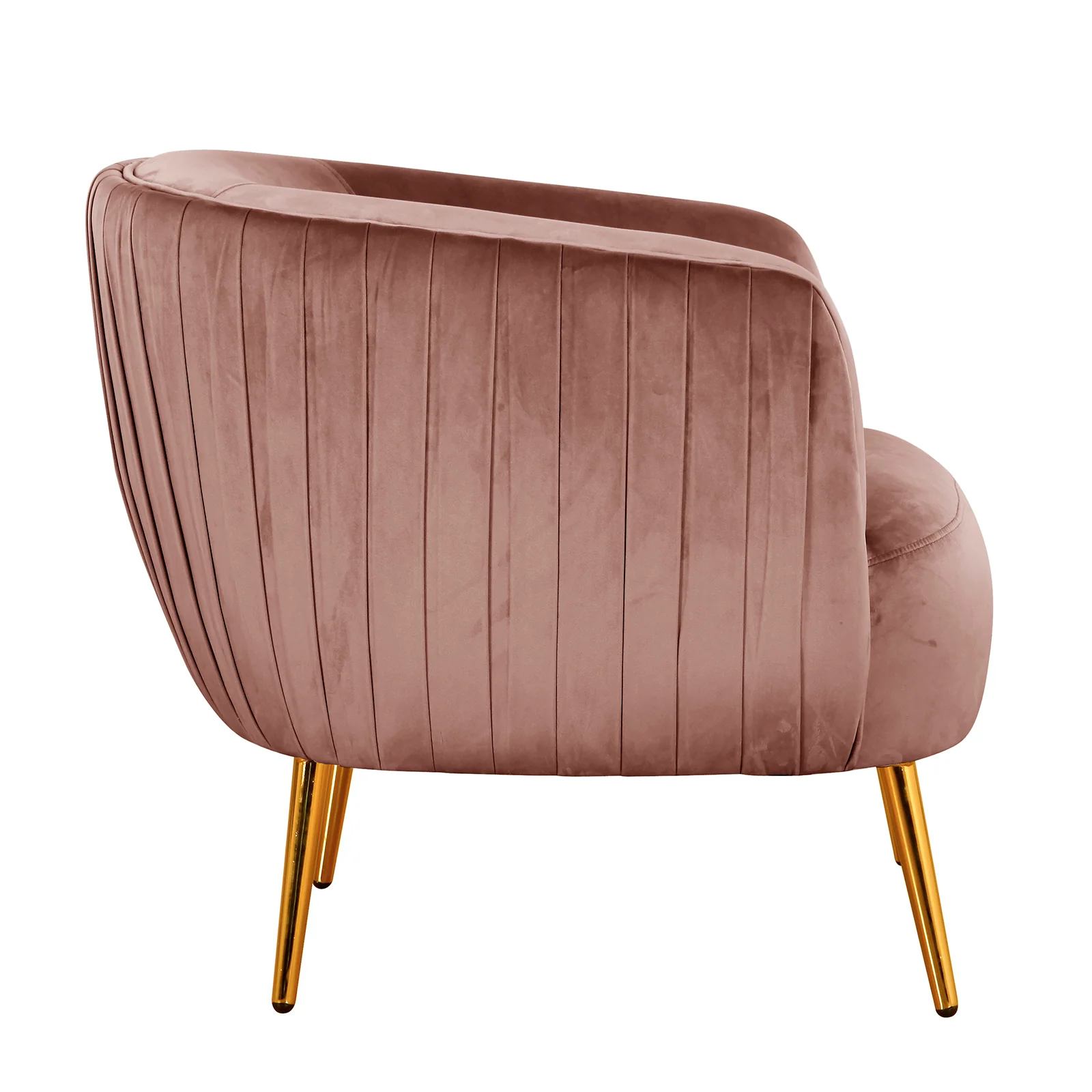 Evelyn Curved Velvet Sofa Accent Chair in Blush - Image 7