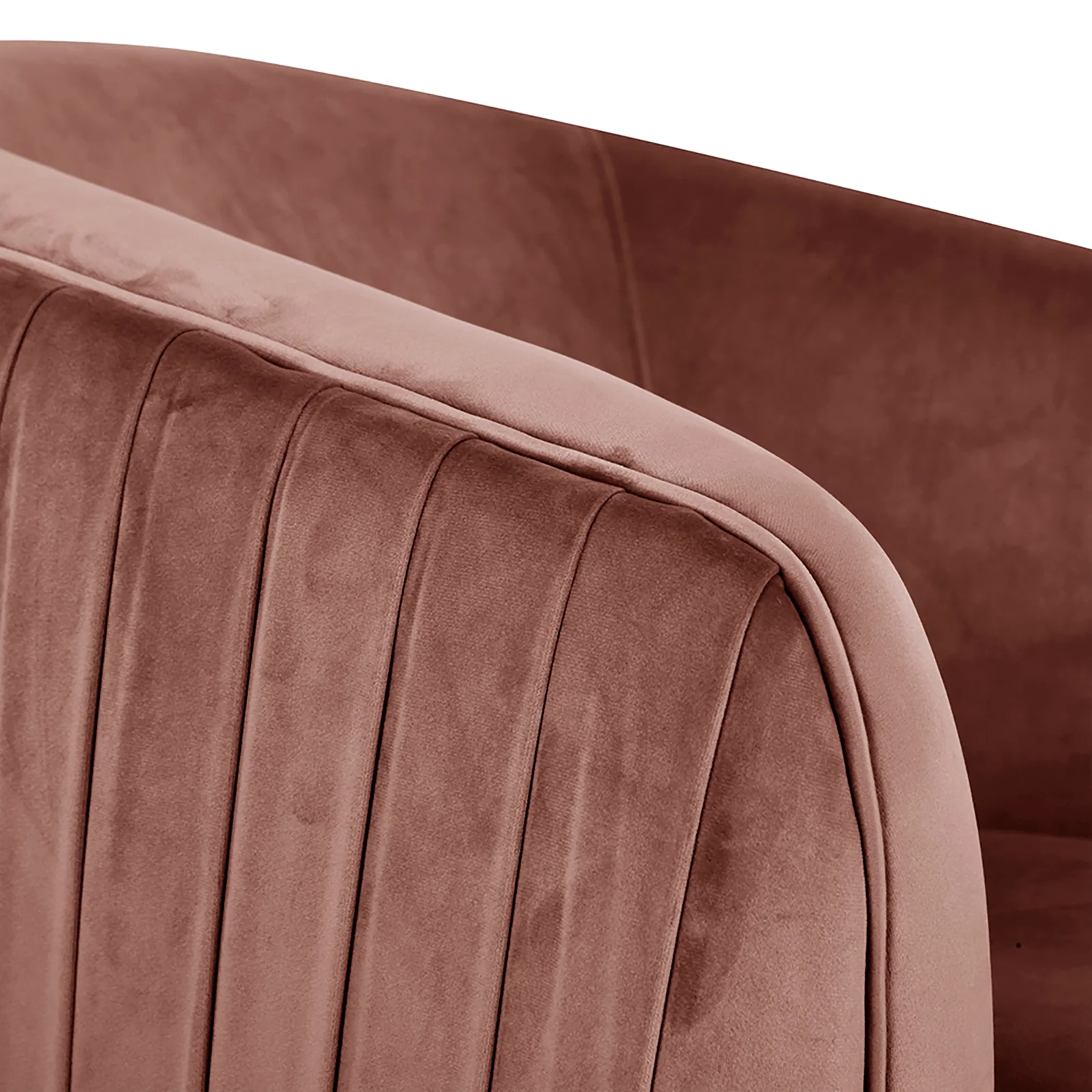 Evelyn Curved Velvet Sofa Accent Chair in Blush - Image 9