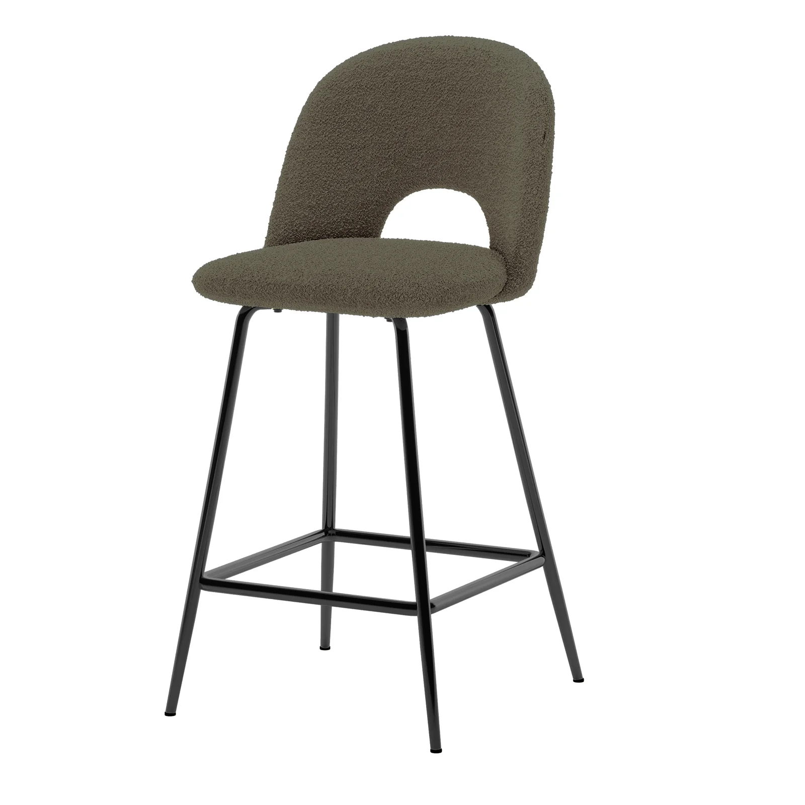 Evie High Back Boucle Bar Stool Set of 2 in Green - Image 5