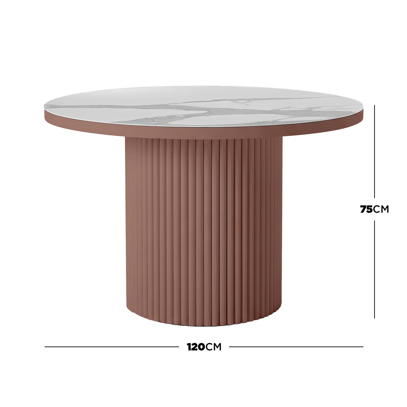 Evone 4 Seater Stone Outdoor Dining Set in Terracotta - Image 3