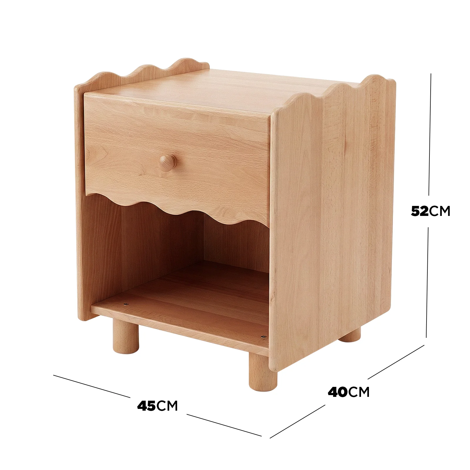 Evren 45cm Hardwood Bedside Table in Natural - Image 3