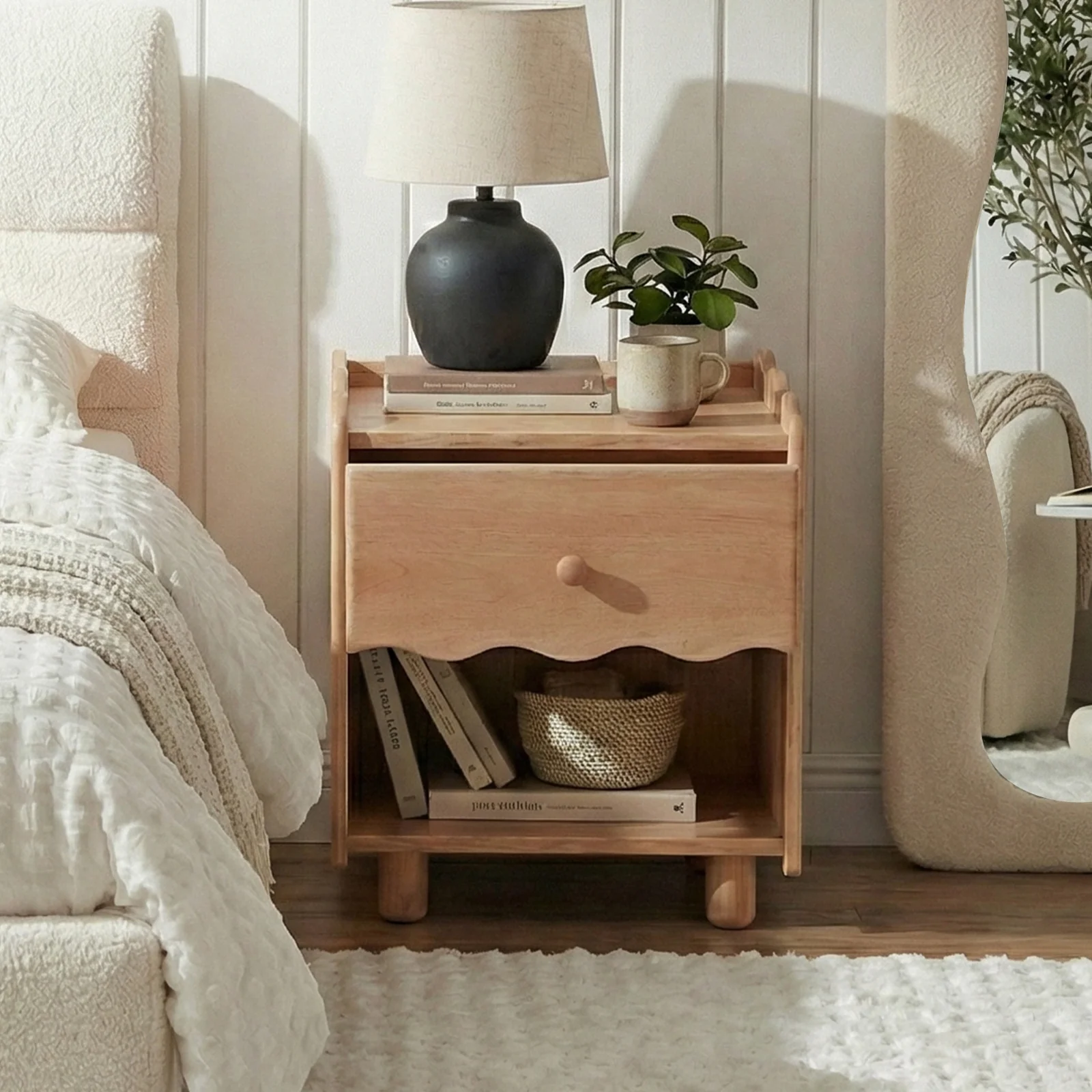 Evren 45cm Hardwood Bedside Table in Natural - Image 6