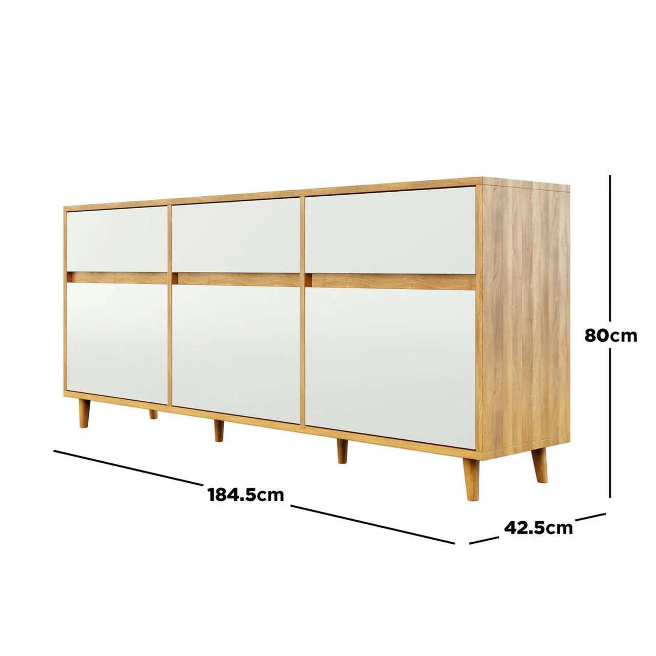 Ezra 6-Door Storage Buffet SIdeboard in Natural & White - Image 3