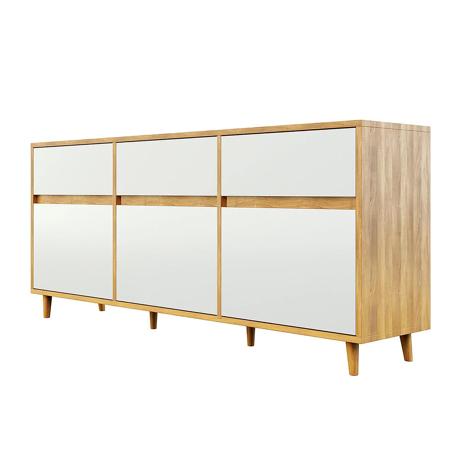 Ezra 6-Door Storage Buffet SIdeboard in Natural & White - Image 4