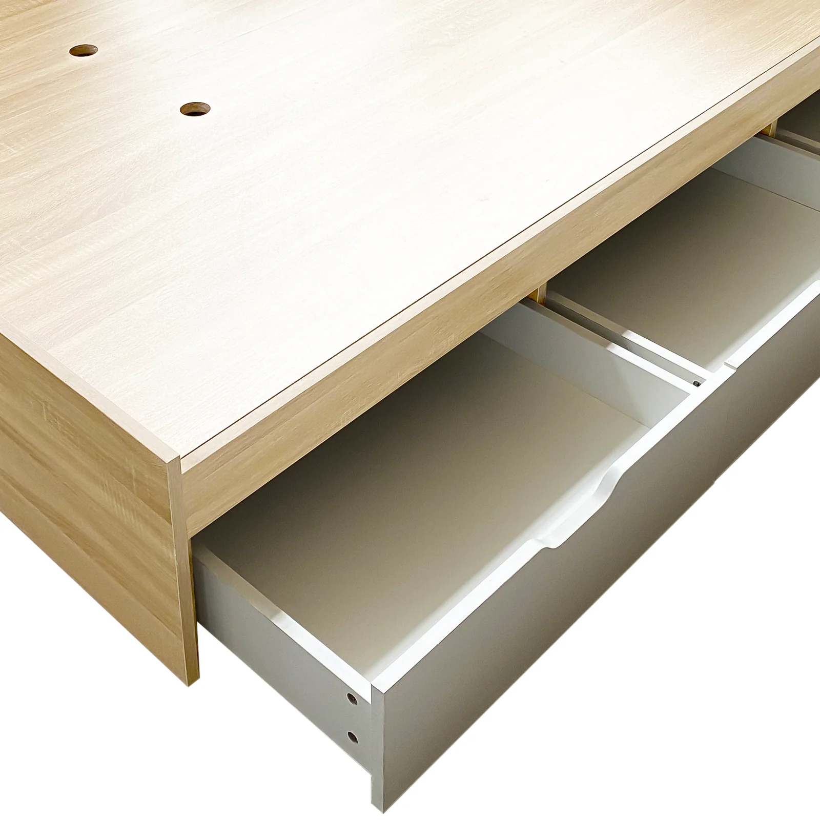 Fabiola Queen Storage Bed Base with Drawers in White & Oak - Image 6