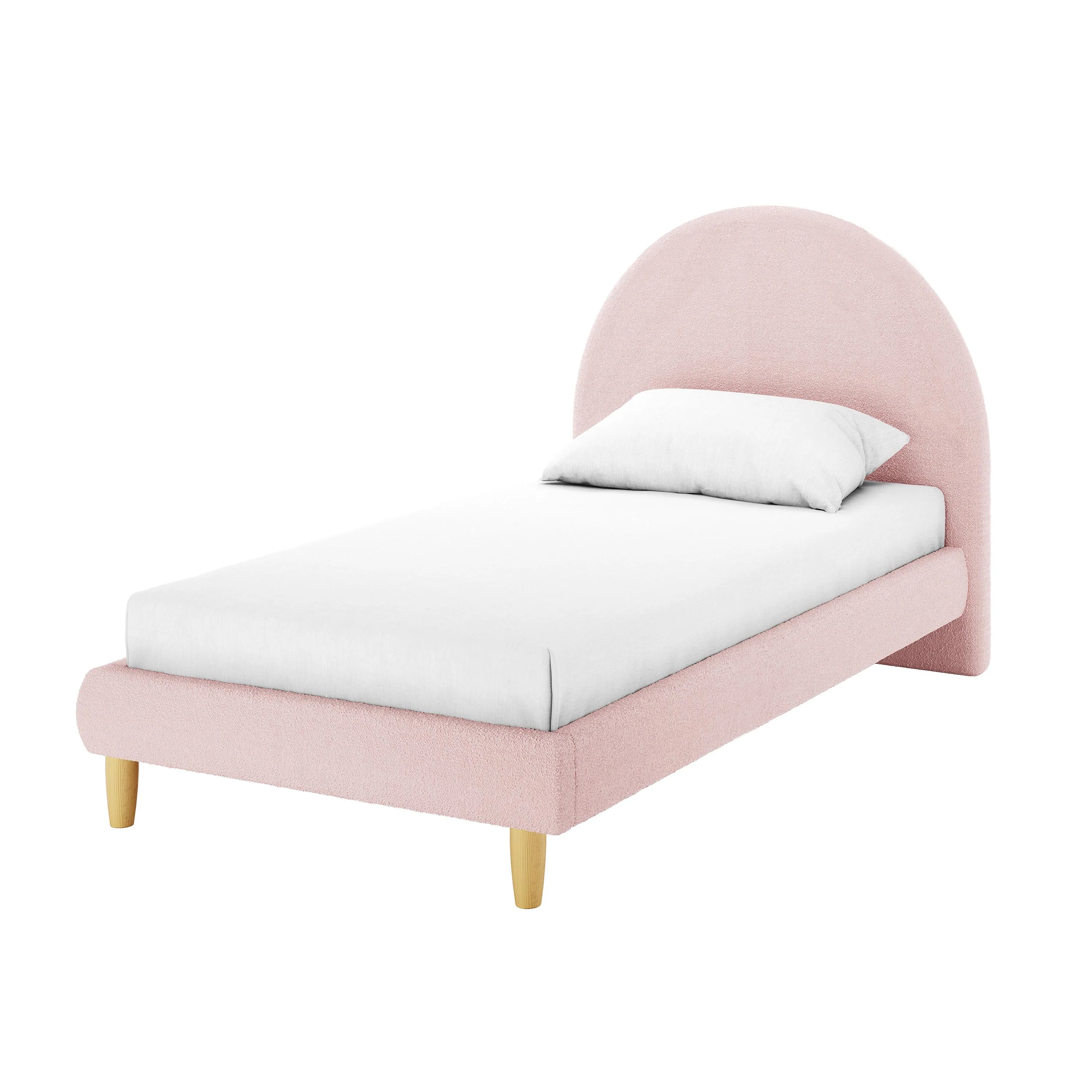 Fausta Single Arched Boucle Bed Frame in Light Pink