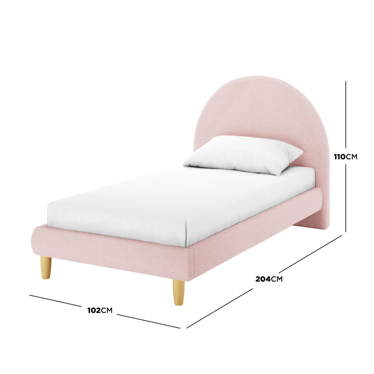 Fausta Single Arched Boucle Bed Frame in Light Pink - Image 3