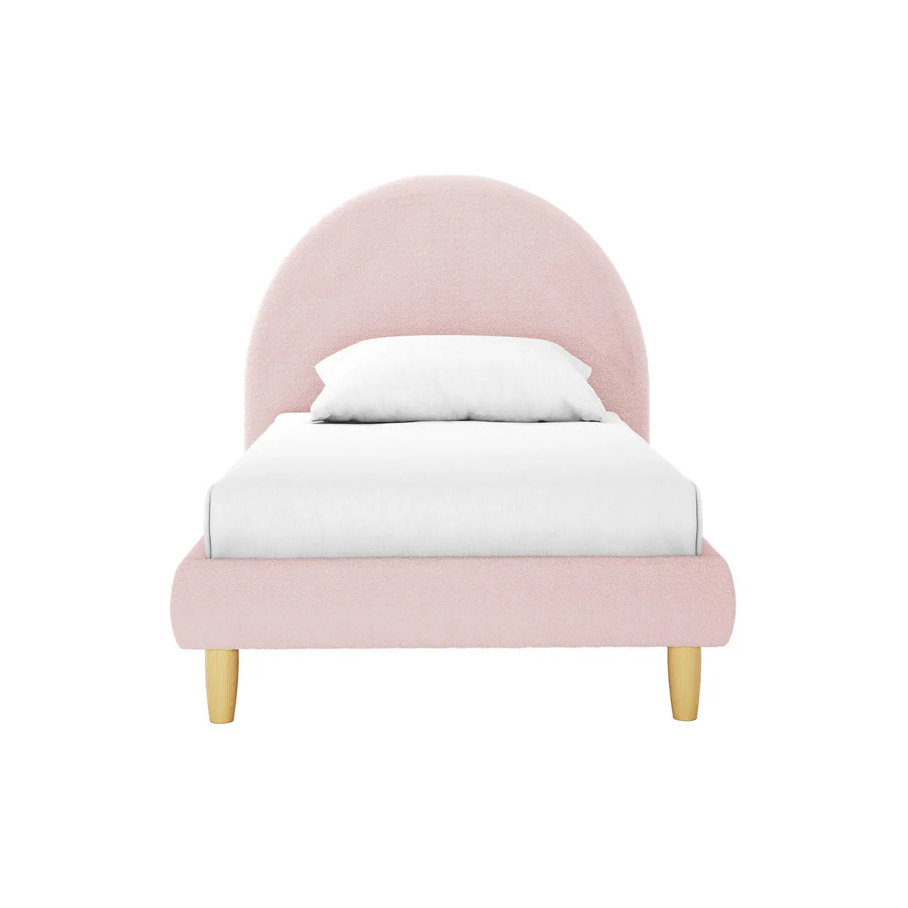 Fausta Single Arched Boucle Bed Frame in Light Pink - Image 4
