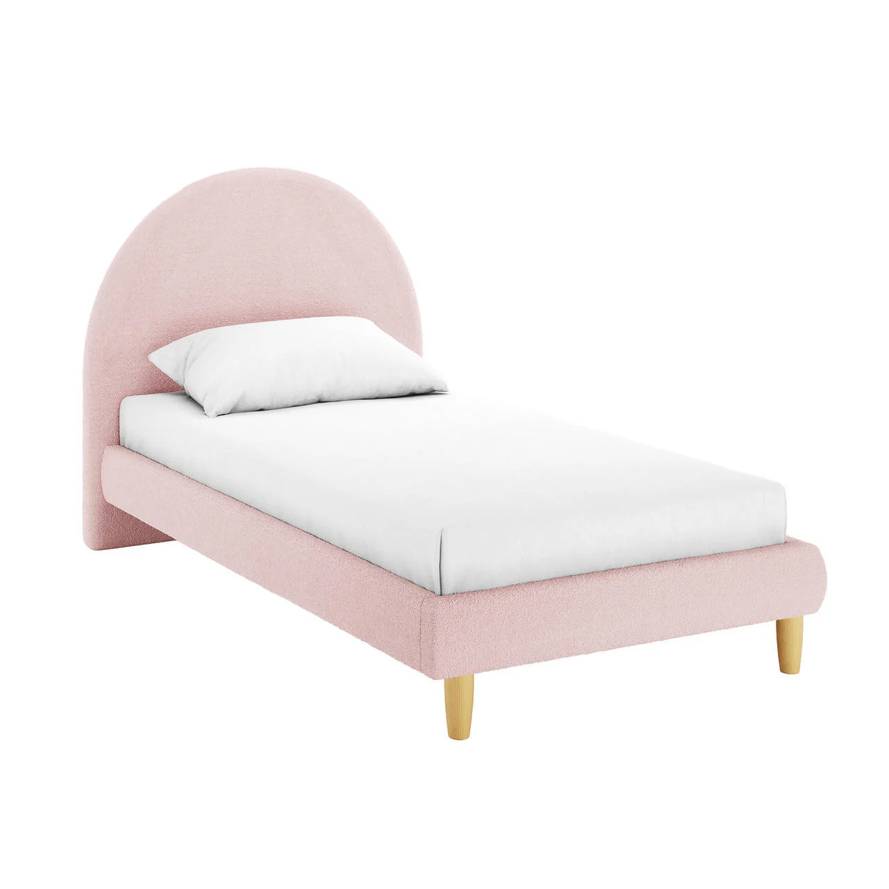 Fausta Single Arched Boucle Bed Frame in Light Pink - Image 5