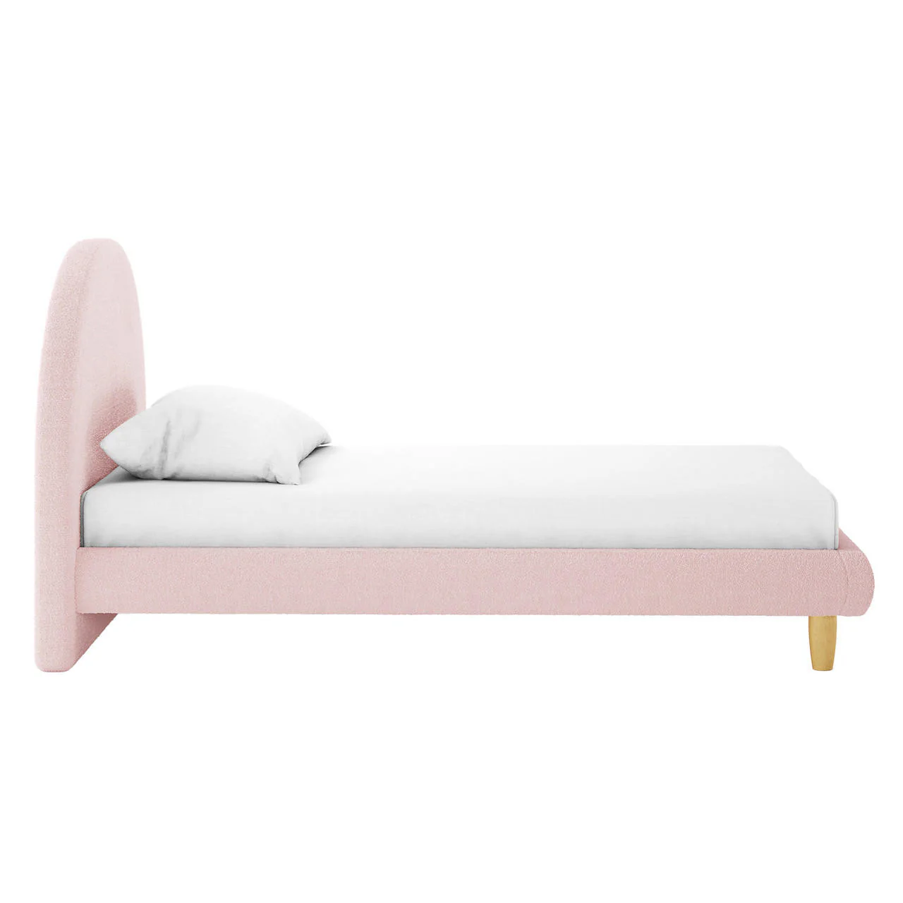 Fausta Single Arched Boucle Bed Frame in Light Pink - Image 6