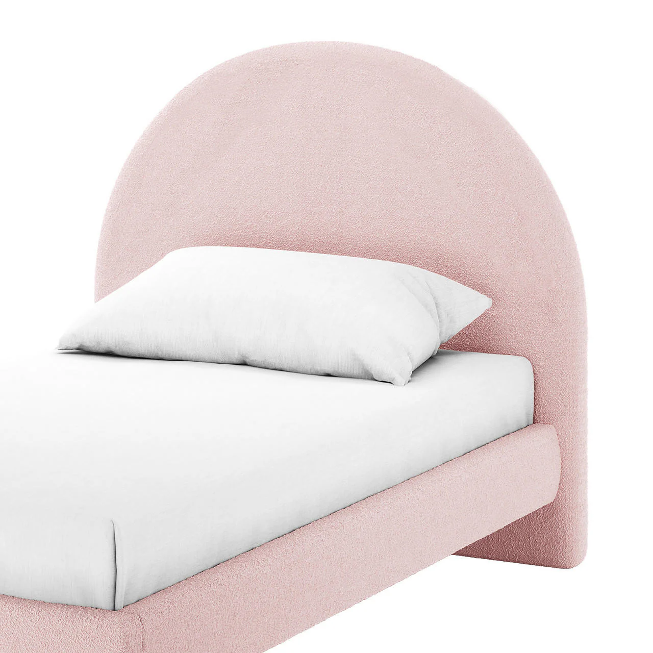 Fausta Single Arched Boucle Bed Frame in Light Pink - Image 7