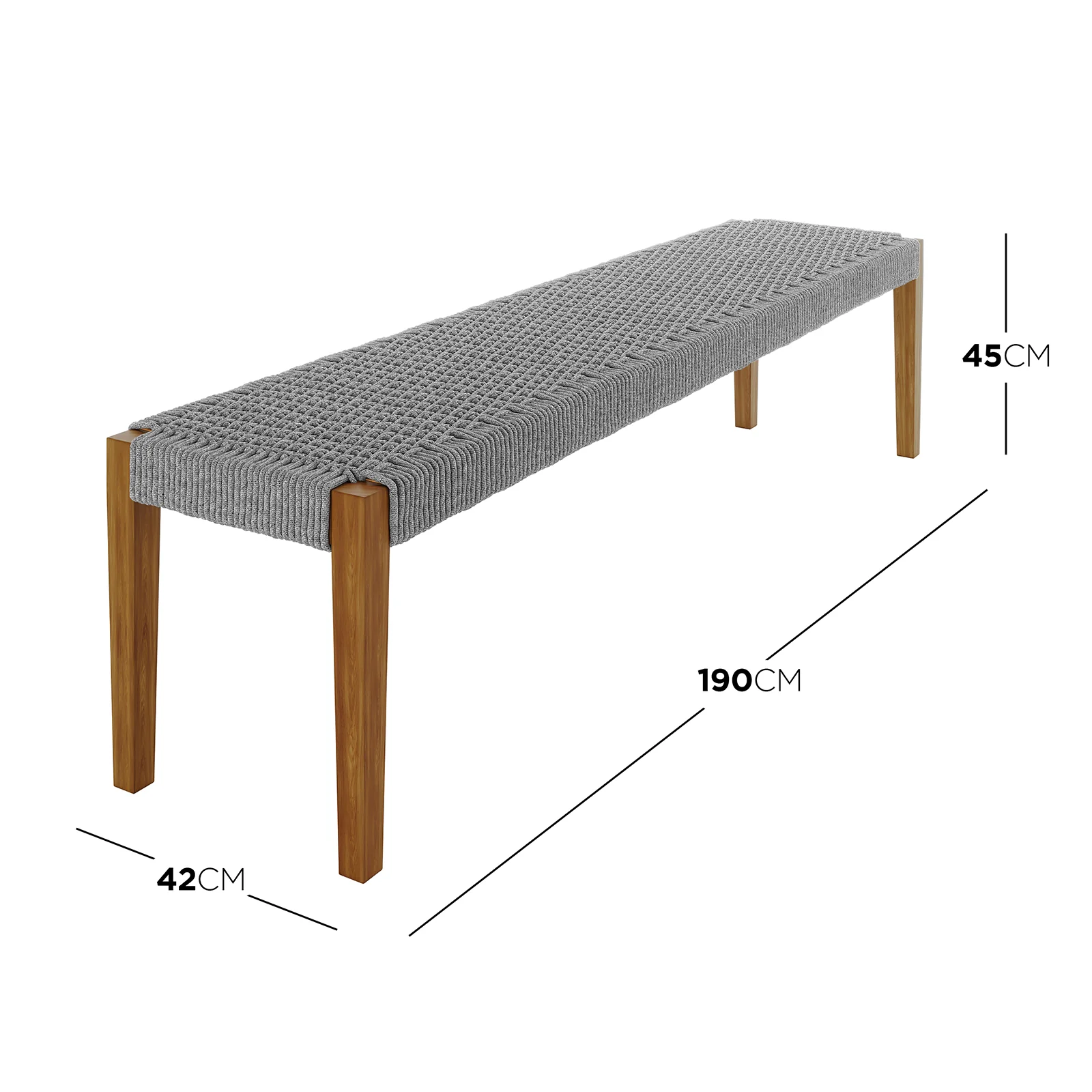Fentan 4 Seater Acacia Hardwood Outdoor Bench in Light Grey - Image 3