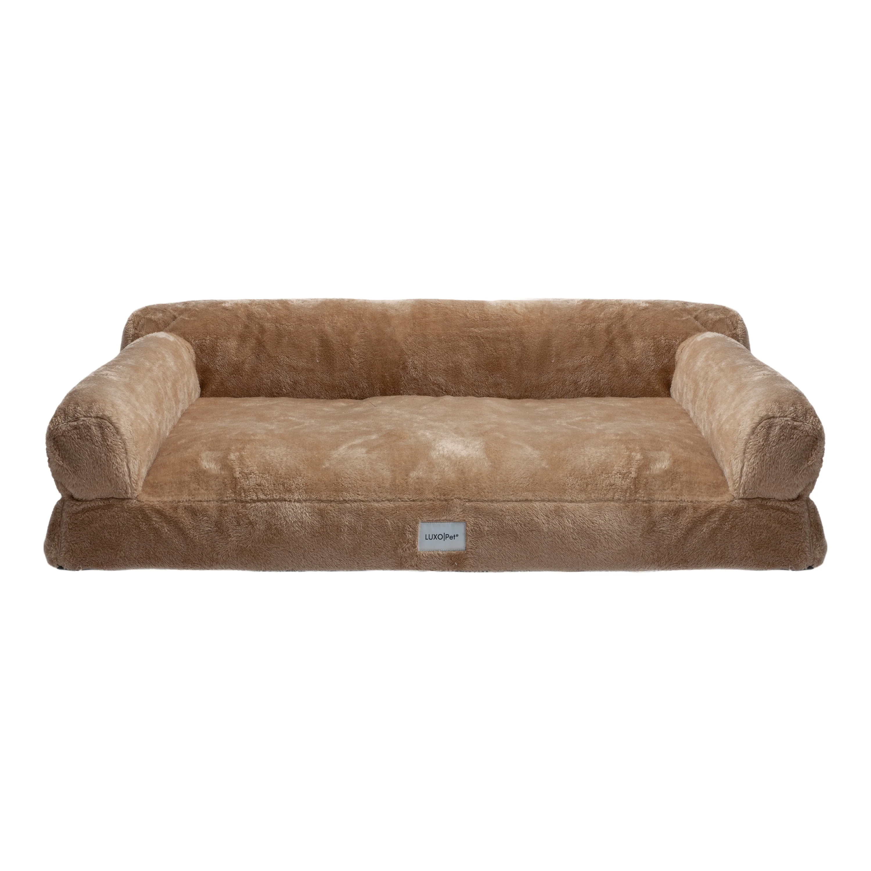 Fergus Large Orthopaedic Faux Fur Dog Bed in Beige