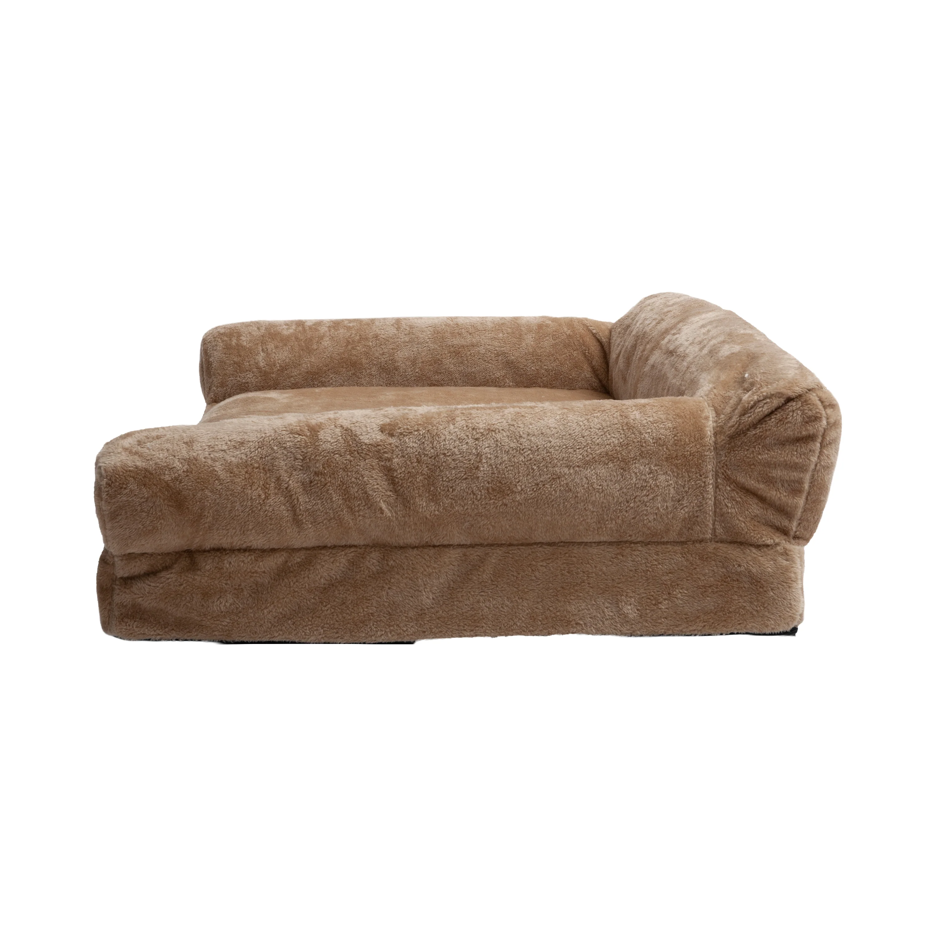 Fergus Large Orthopaedic Faux Fur Dog Bed in Beige - Image 5