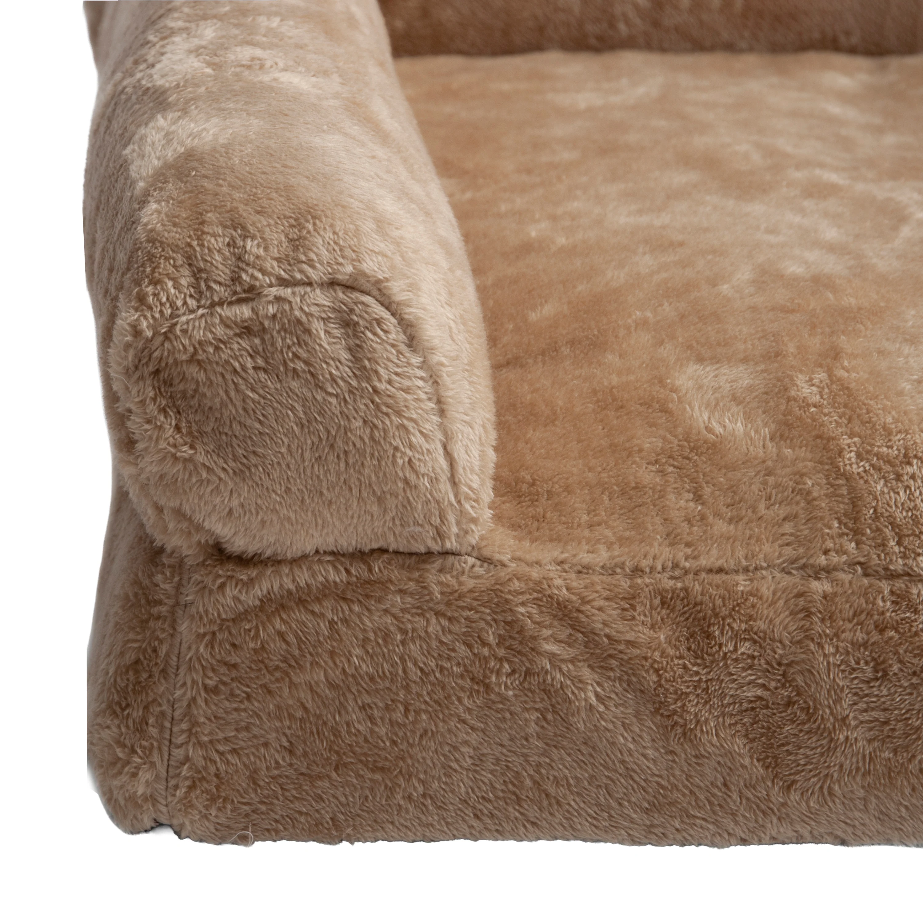 Fergus Large Orthopaedic Faux Fur Dog Bed in Beige - Image 8