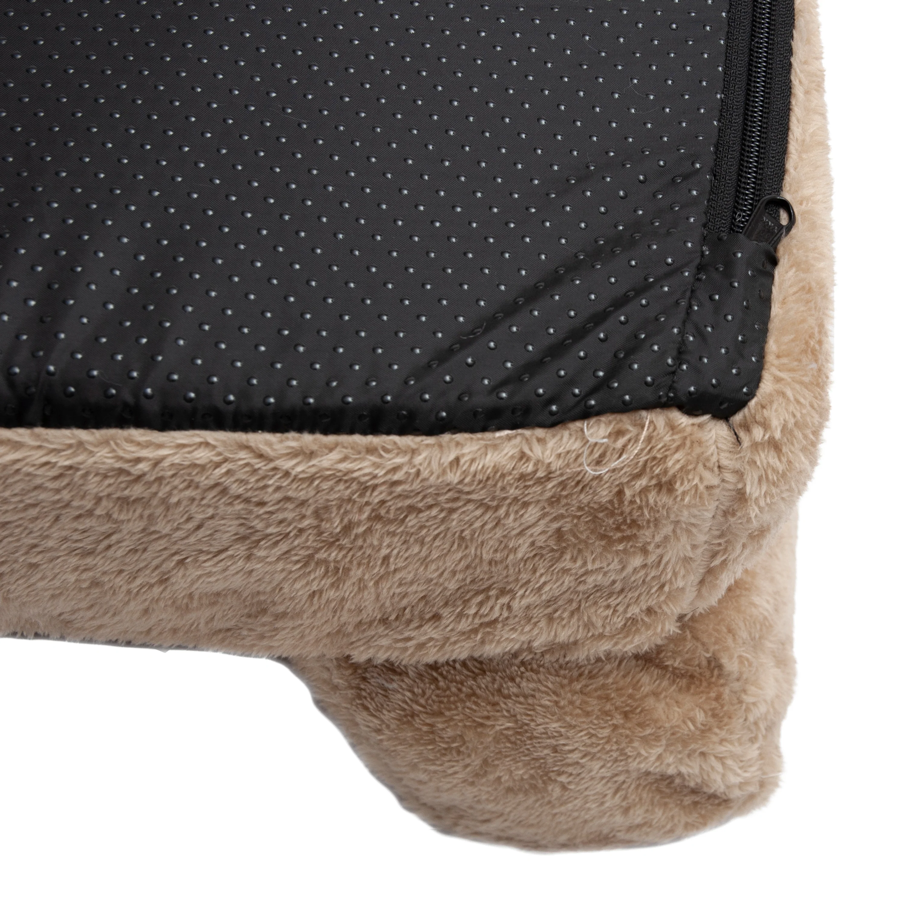 Fergus Large Orthopaedic Faux Fur Dog Bed in Beige - Image 9