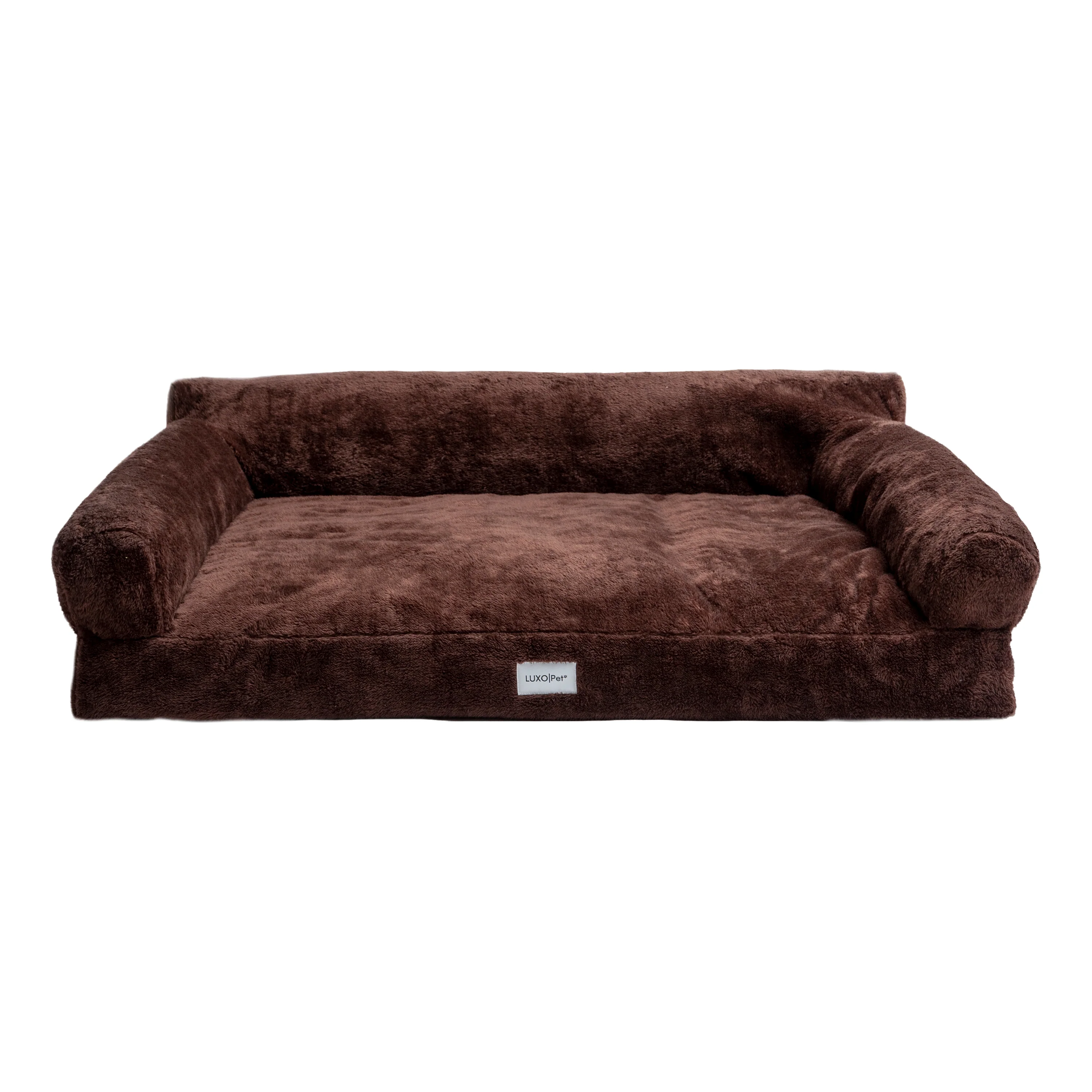 Fergus Large Orthopaedic Faux Fur Dog Bed in Brown