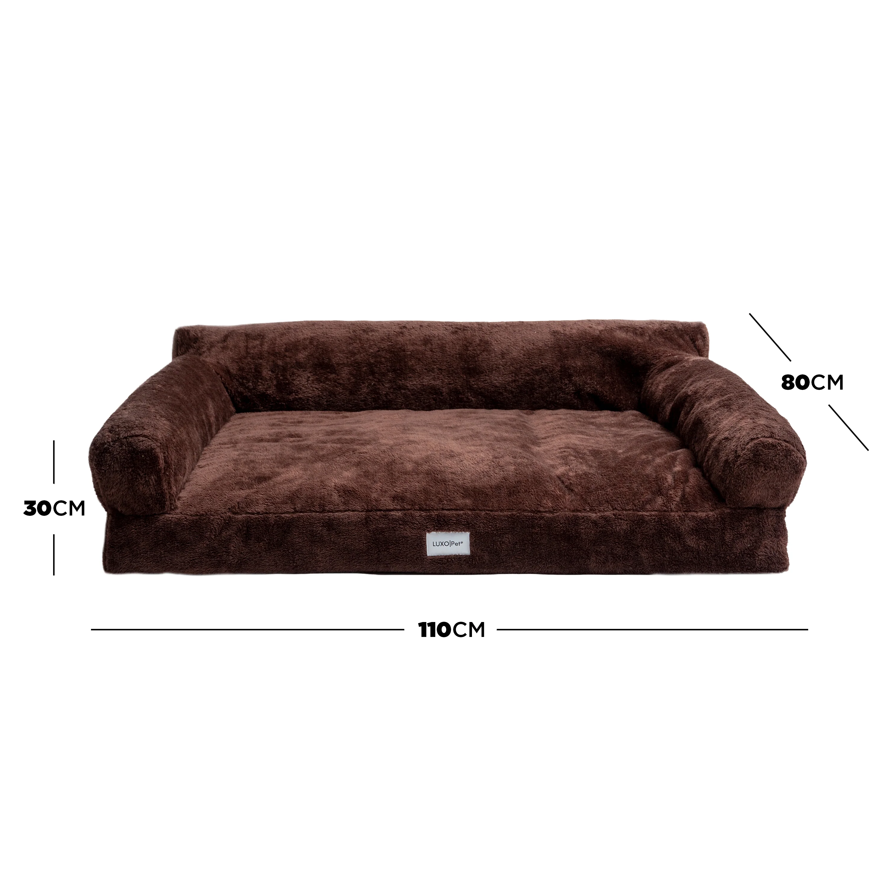 Fergus Large Orthopaedic Faux Fur Dog Bed in Brown - Image 3