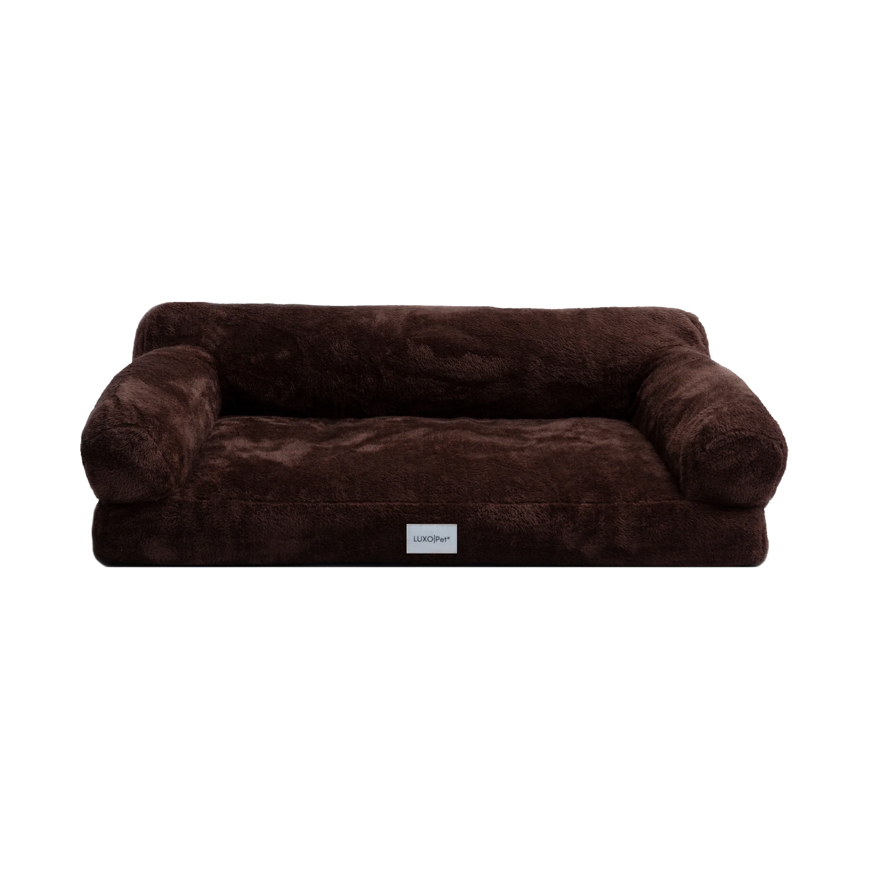 Fergus Medium Orthopaedic Faux Fur Dog Bed in Brown