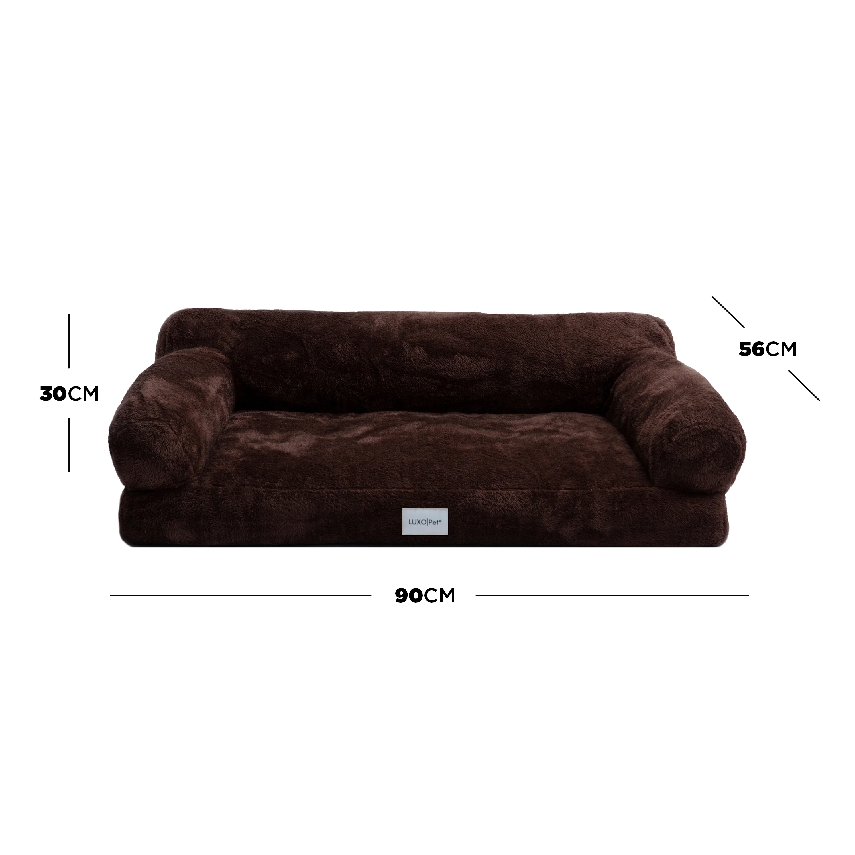 Fergus Medium Orthopaedic Faux Fur Dog Bed in Brown - Image 3