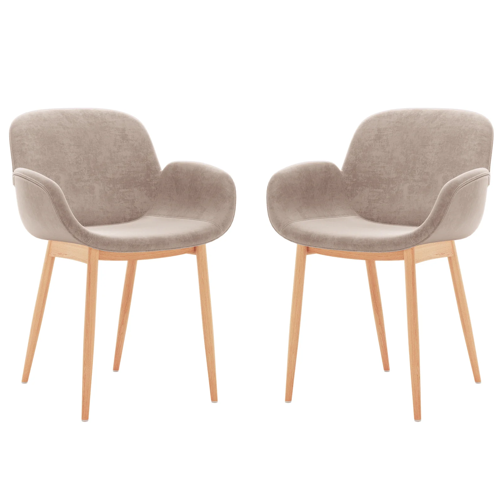 Fidelis Velvet Padded Dining Chairs Set of 2 in Warm Grey