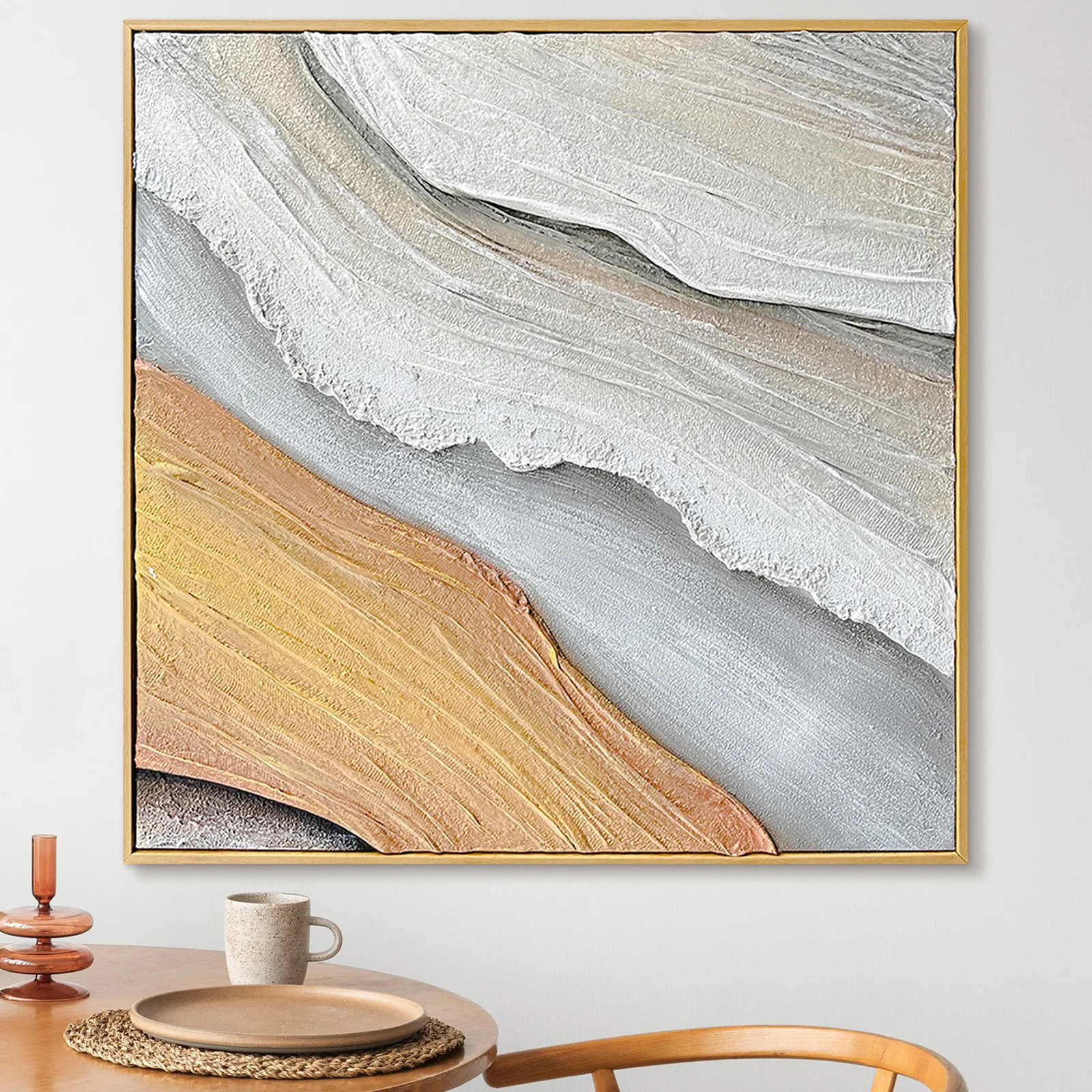 Flora 80x80cm Framed Textured Canvas 3D Wall Art - Image 2