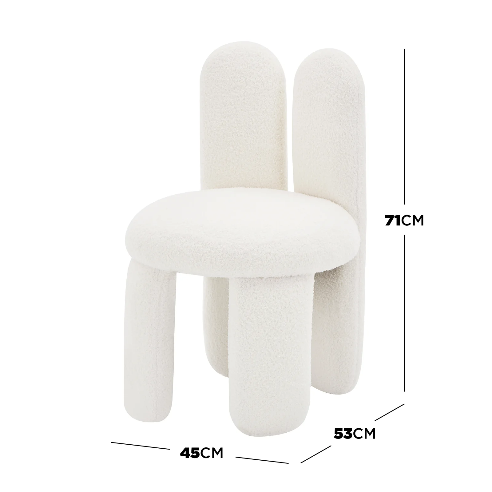 Flore Boucle Kids Chair with Bunny Ears in Cream White - Image 3