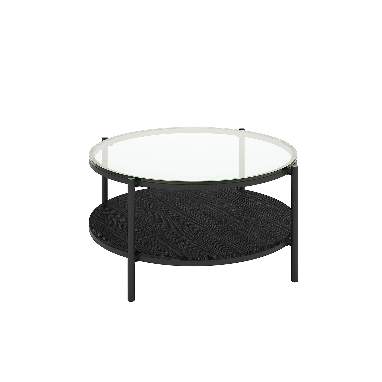 Frances 80cm Round Tempered Glass Coffee Table in Black - Image 4