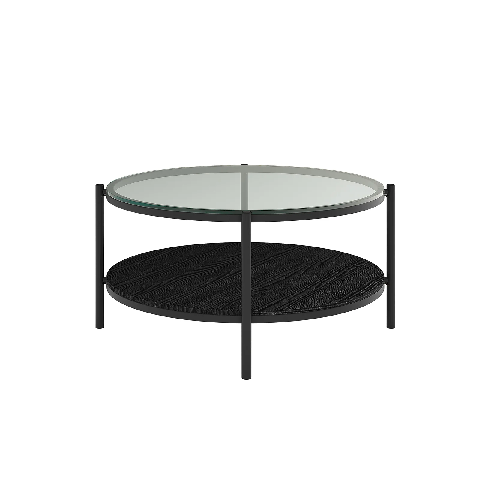 Frances 80cm Round Tempered Glass Coffee Table in Black - Image 5