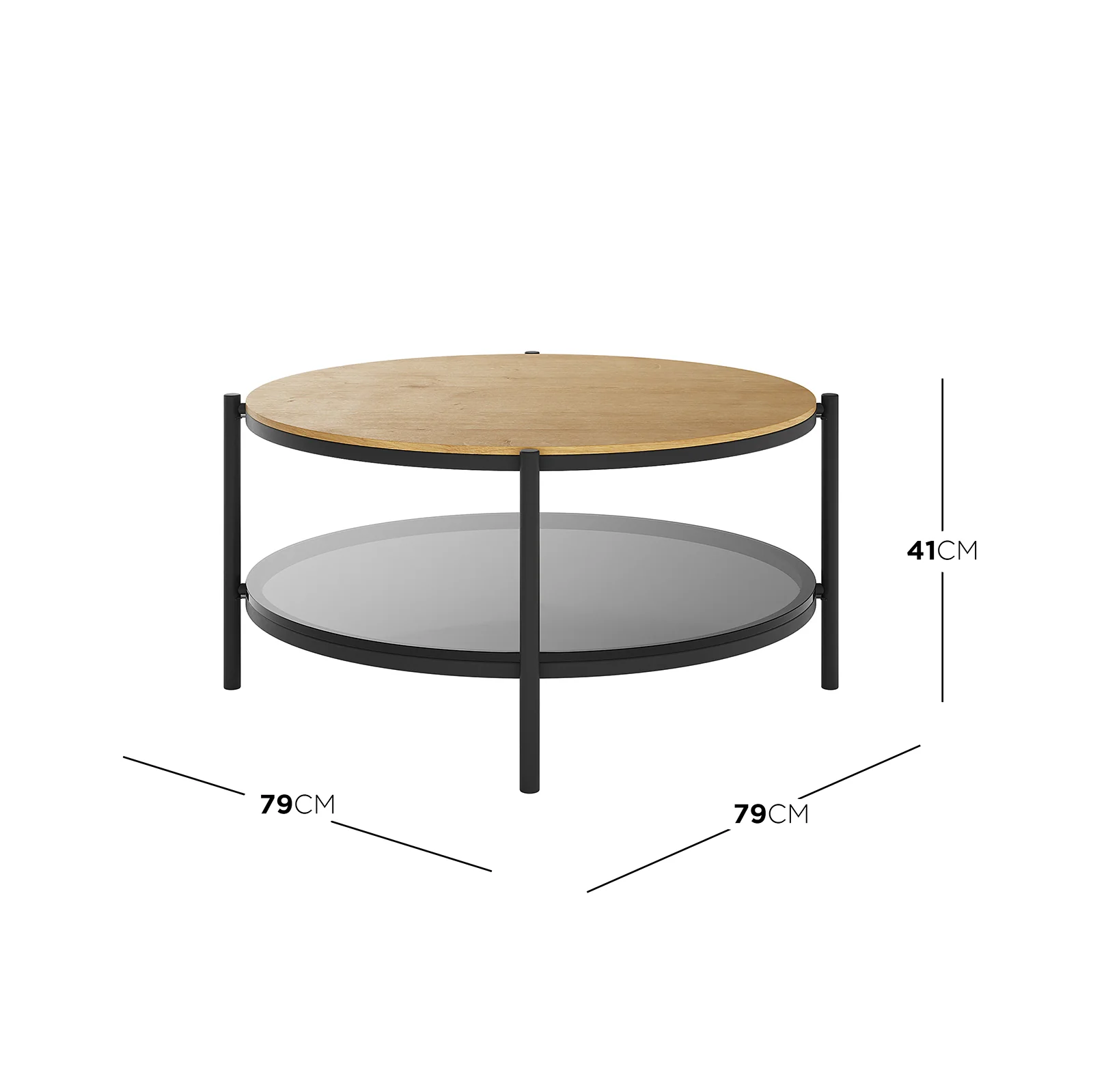 Frances 80cm Round Tempered Glass Coffee Table in Natural - Image 3