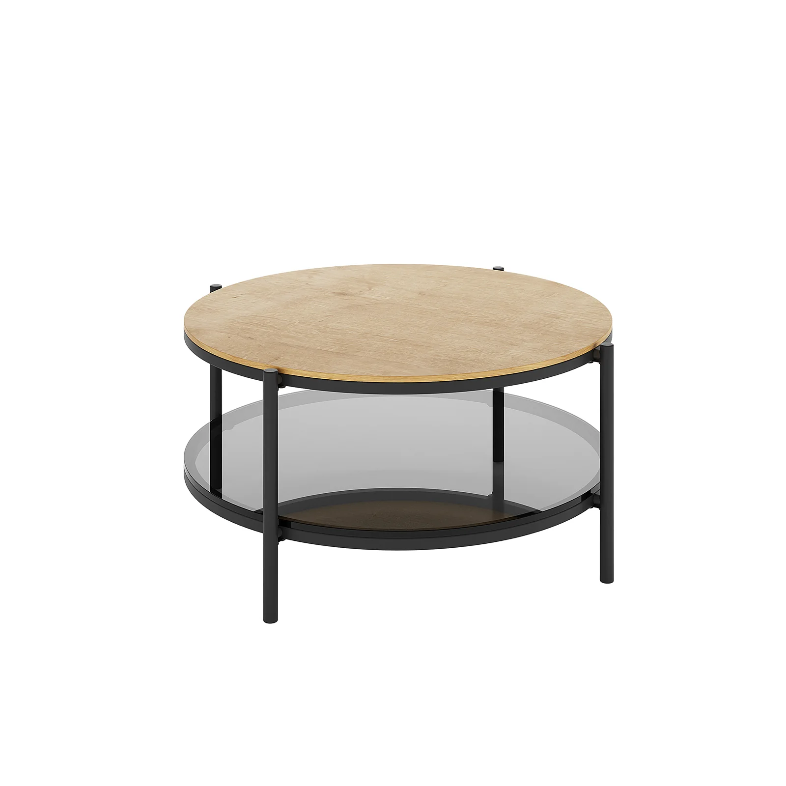 Frances 80cm Round Tempered Glass Coffee Table in Natural - Image 4