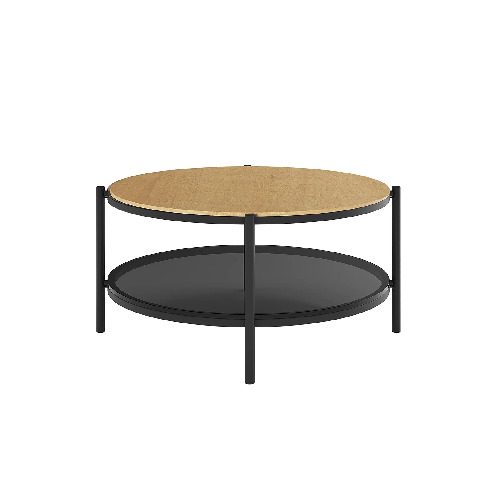 Frances 80cm Round Tempered Glass Coffee Table in Natural - Image 5