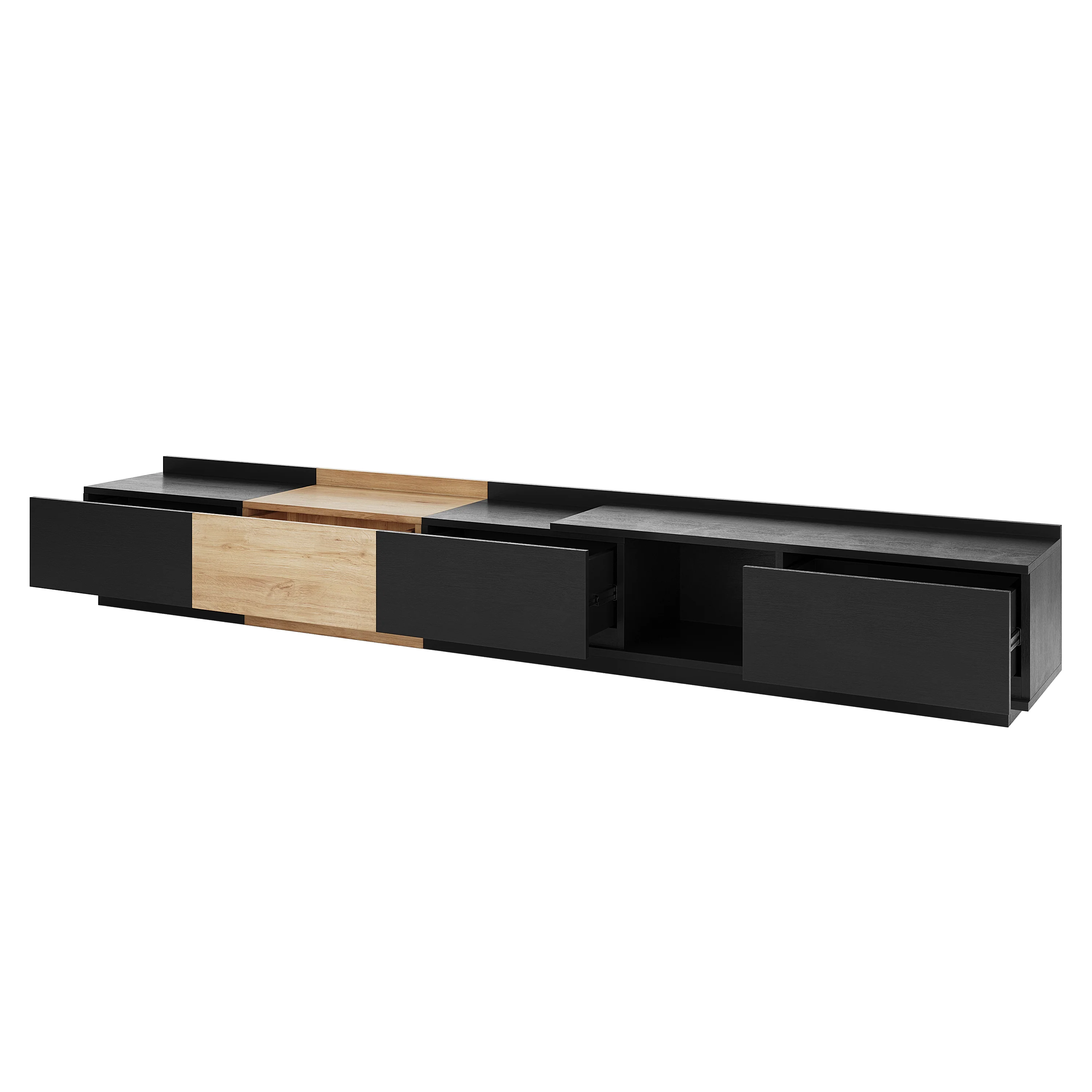 Freda 280cm Modular Entertainment TV Unit in Black & Natural - Image 6