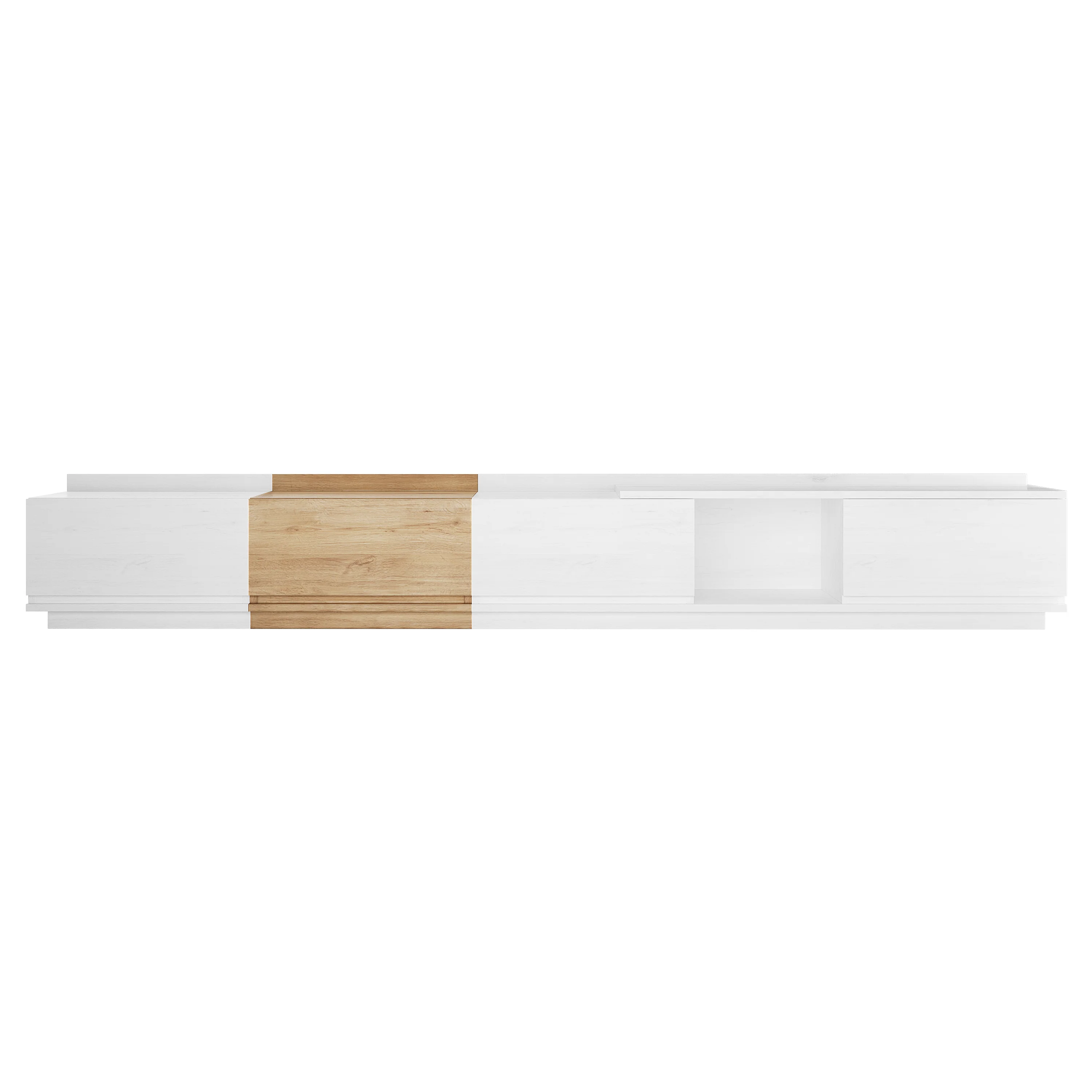 Freda 280cm Modular Entertainment TV Unit in White & Natural