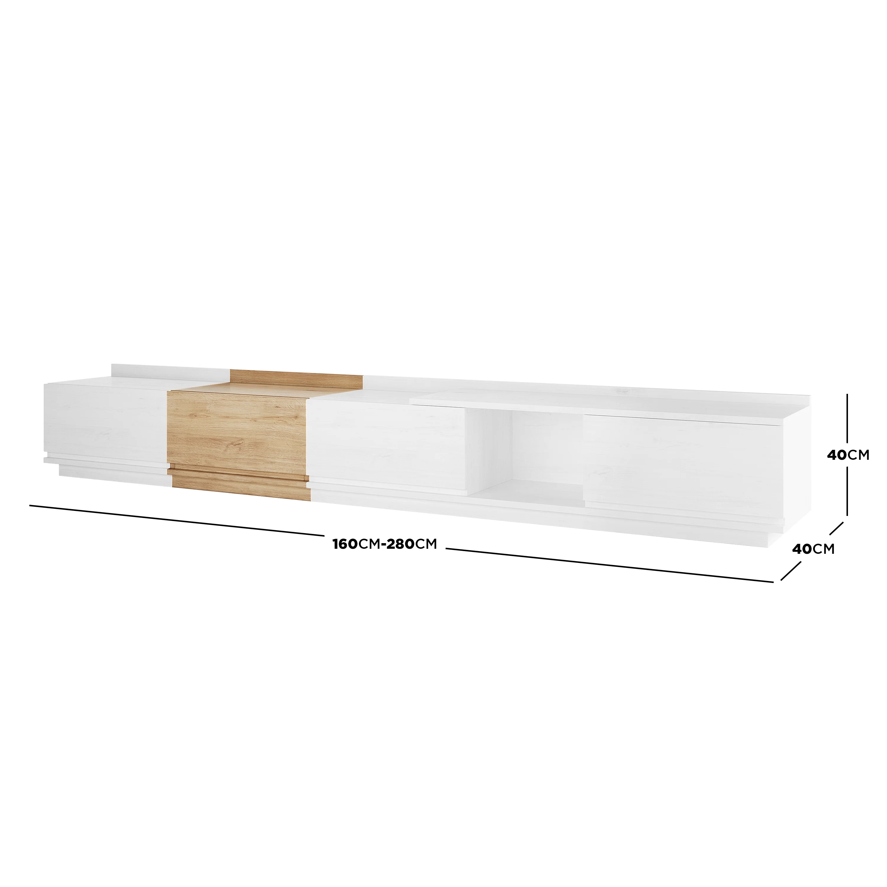Freda 280cm Modular Entertainment TV Unit in White & Natural - Image 3