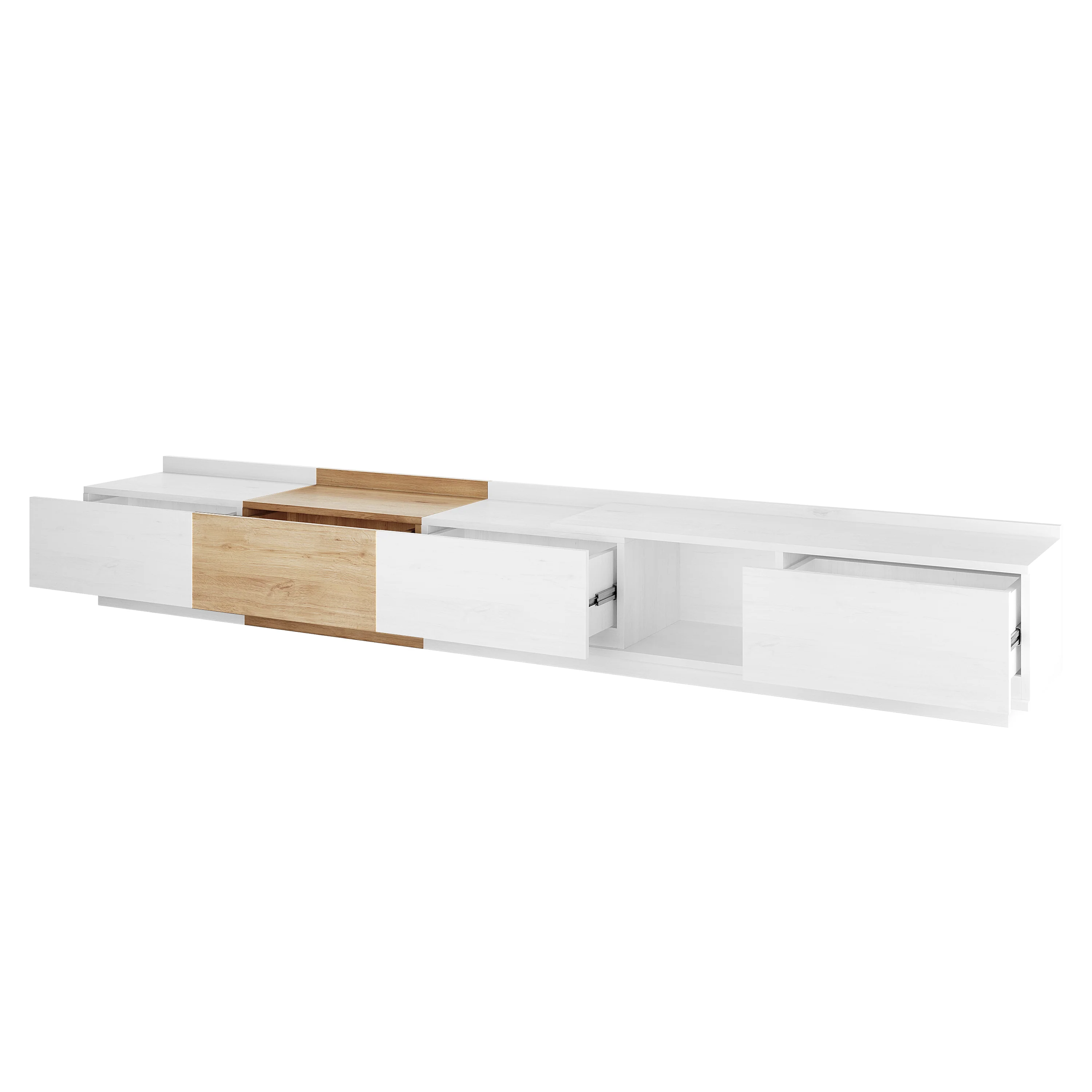 Freda 280cm Modular Entertainment TV Unit in White & Natural - Image 6