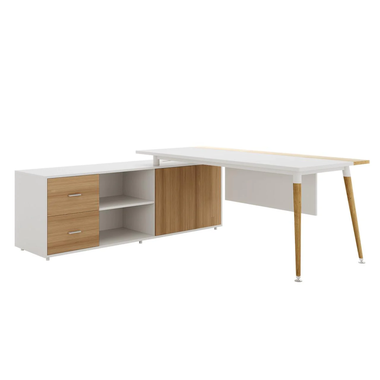 Fultona Corner Home Office Desk with Drawers & Storage in White - Image 6