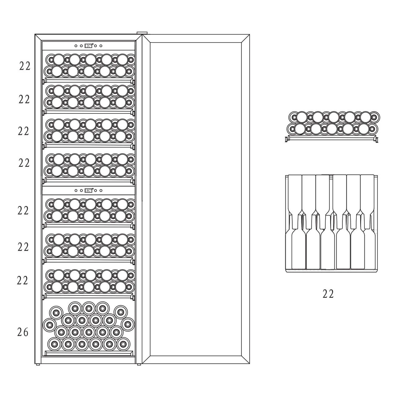 G180D 180 Bottle Dual Zone Wine Fridge in Black - Image 4