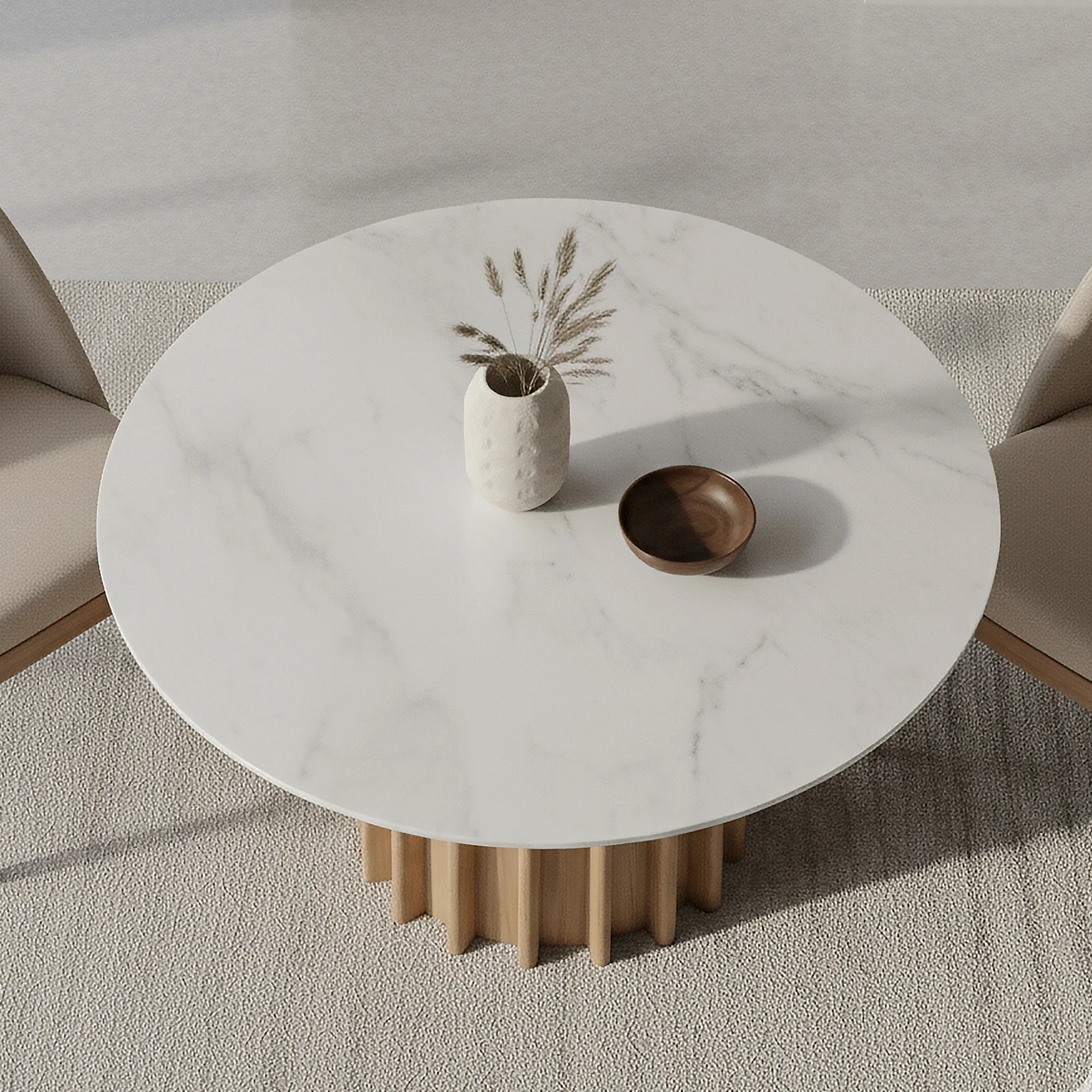 Gabi 120cm Marble Look Dining Table in Oak - Image 3