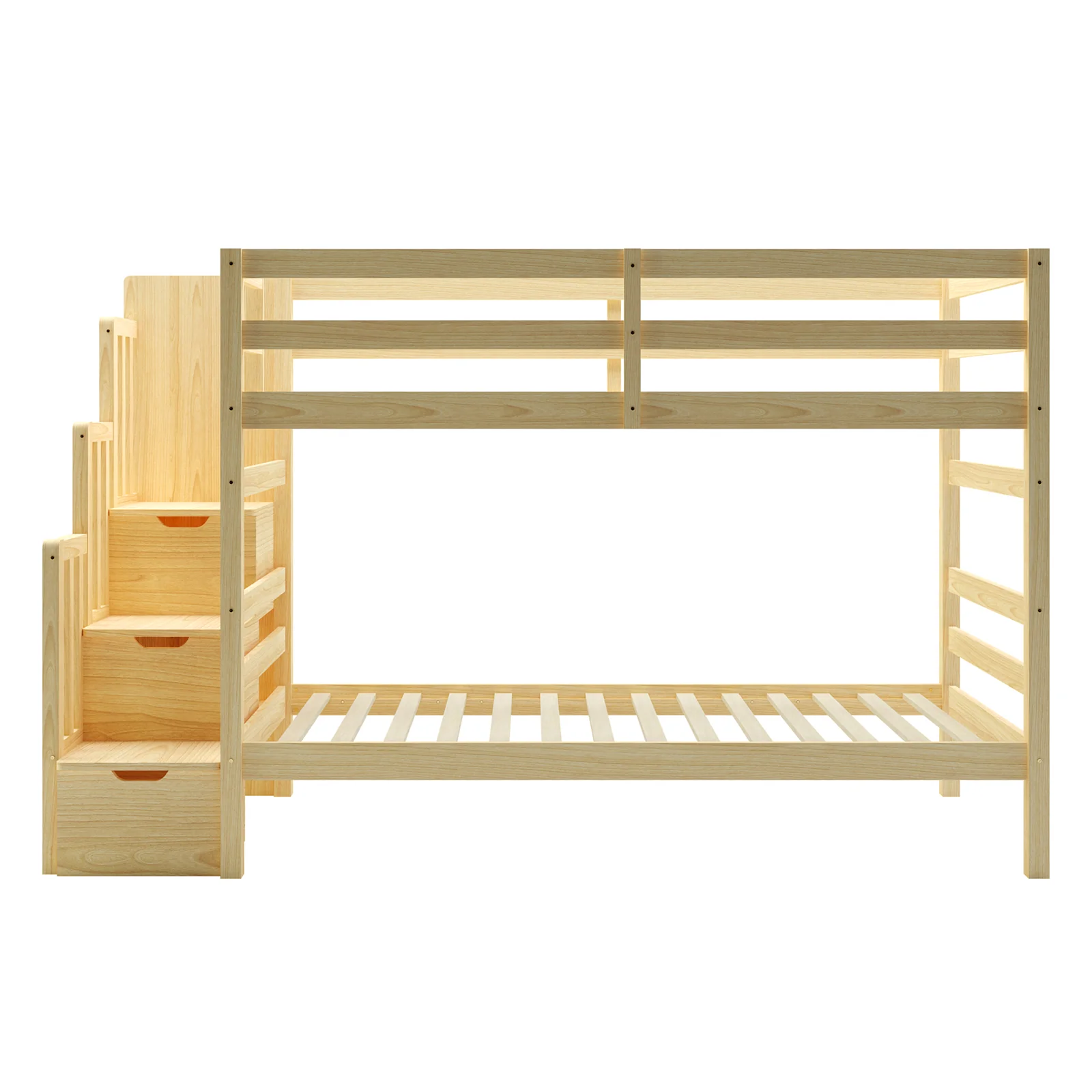 Galla Solid Pine Wood Staircase Storage Bunk Bed in Natural - Image 6