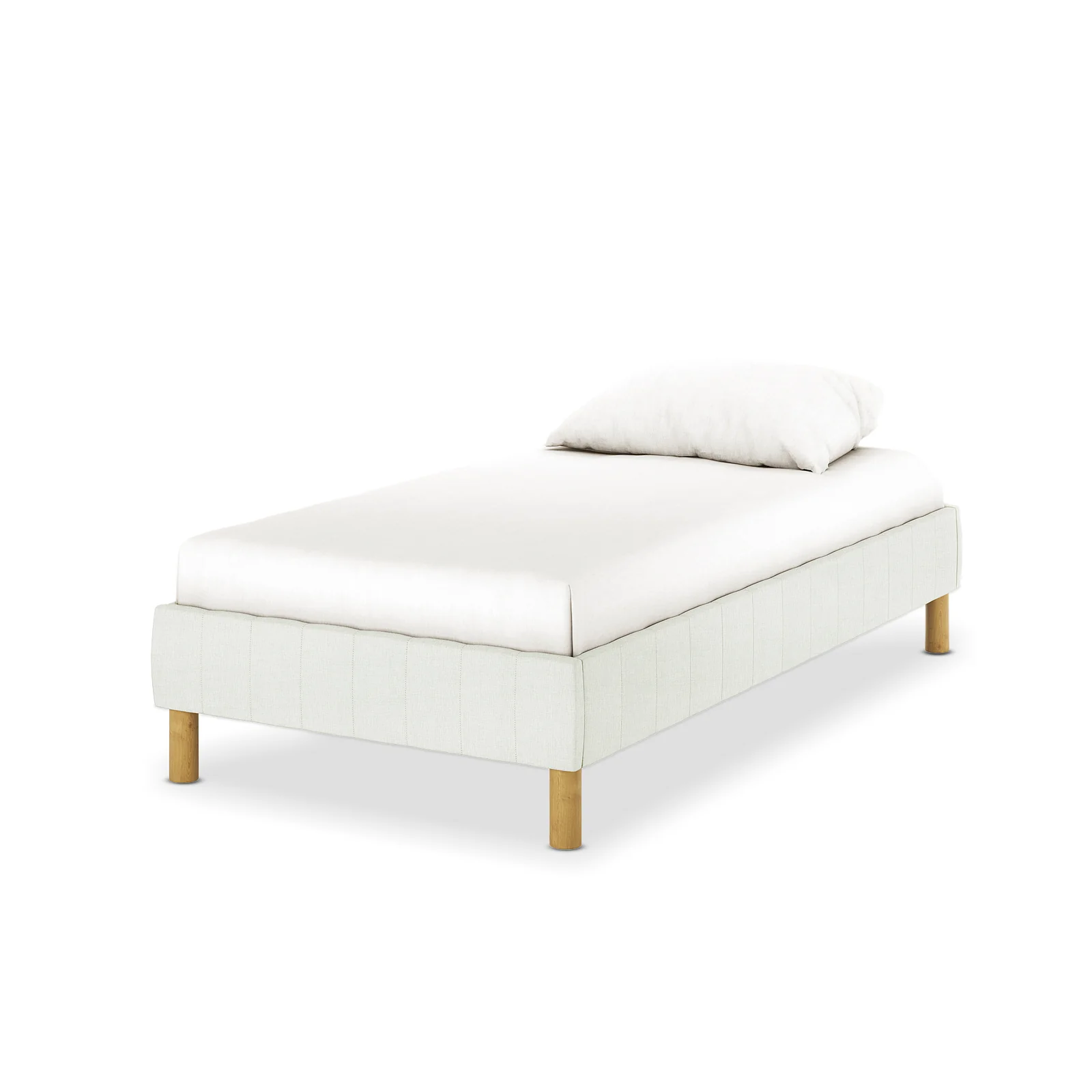 Gallus Single Linen Fabric Bed Base in Off White