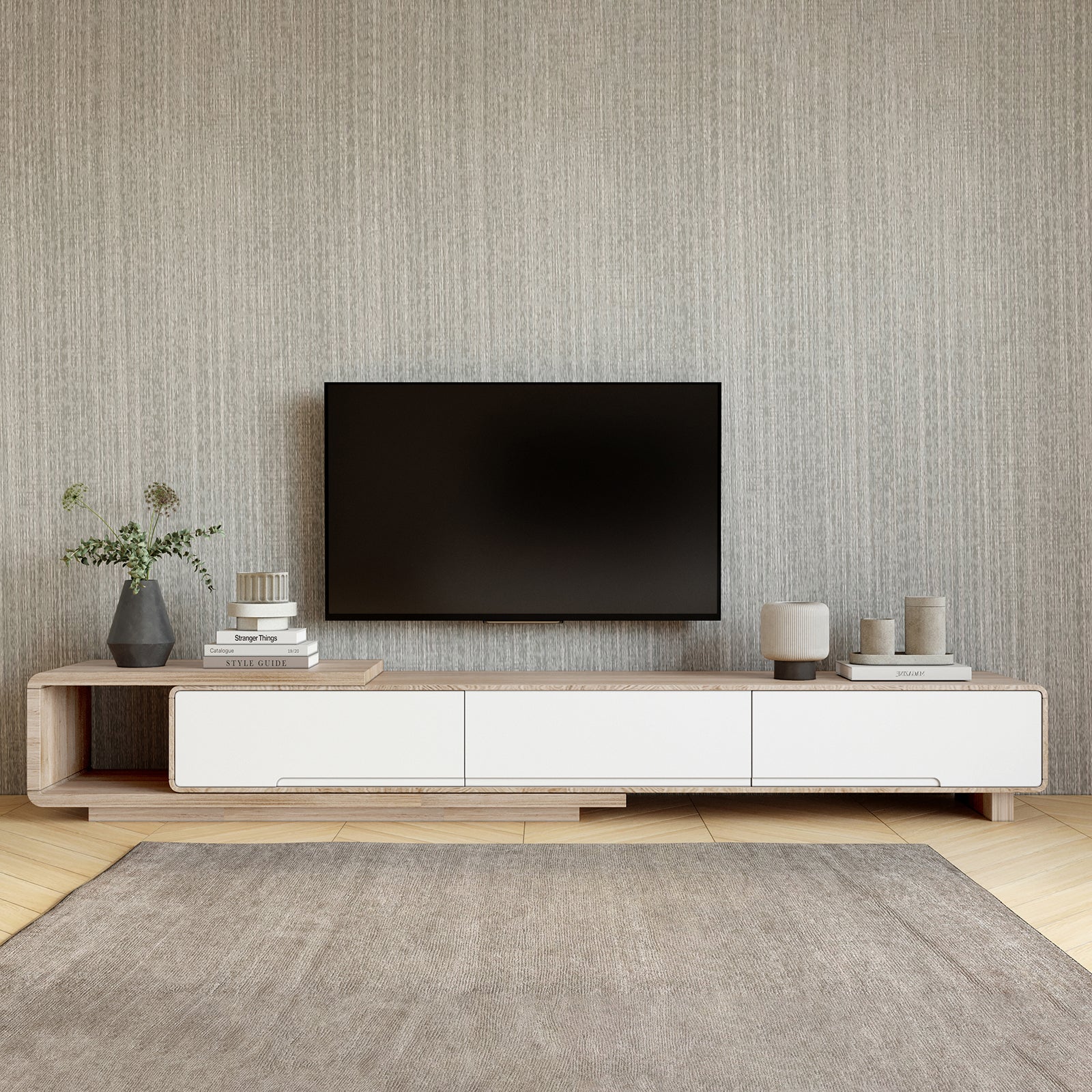 Galya Adjustable Entertainment Storage TV Unit in Oak - Image 3