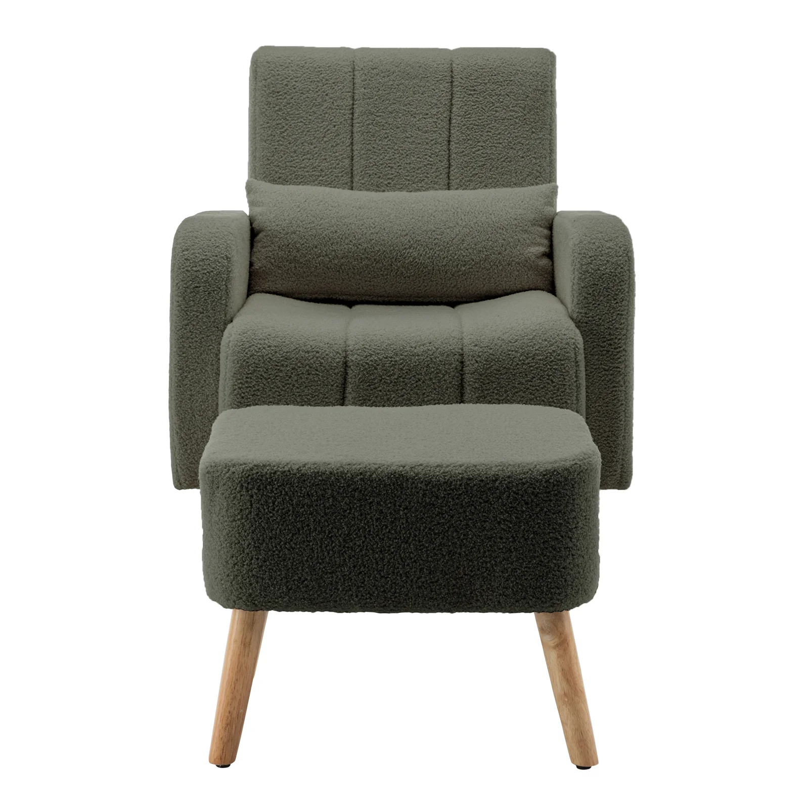 Gamila Boucle Rocking Chair with Ottoman in Green - Image 4