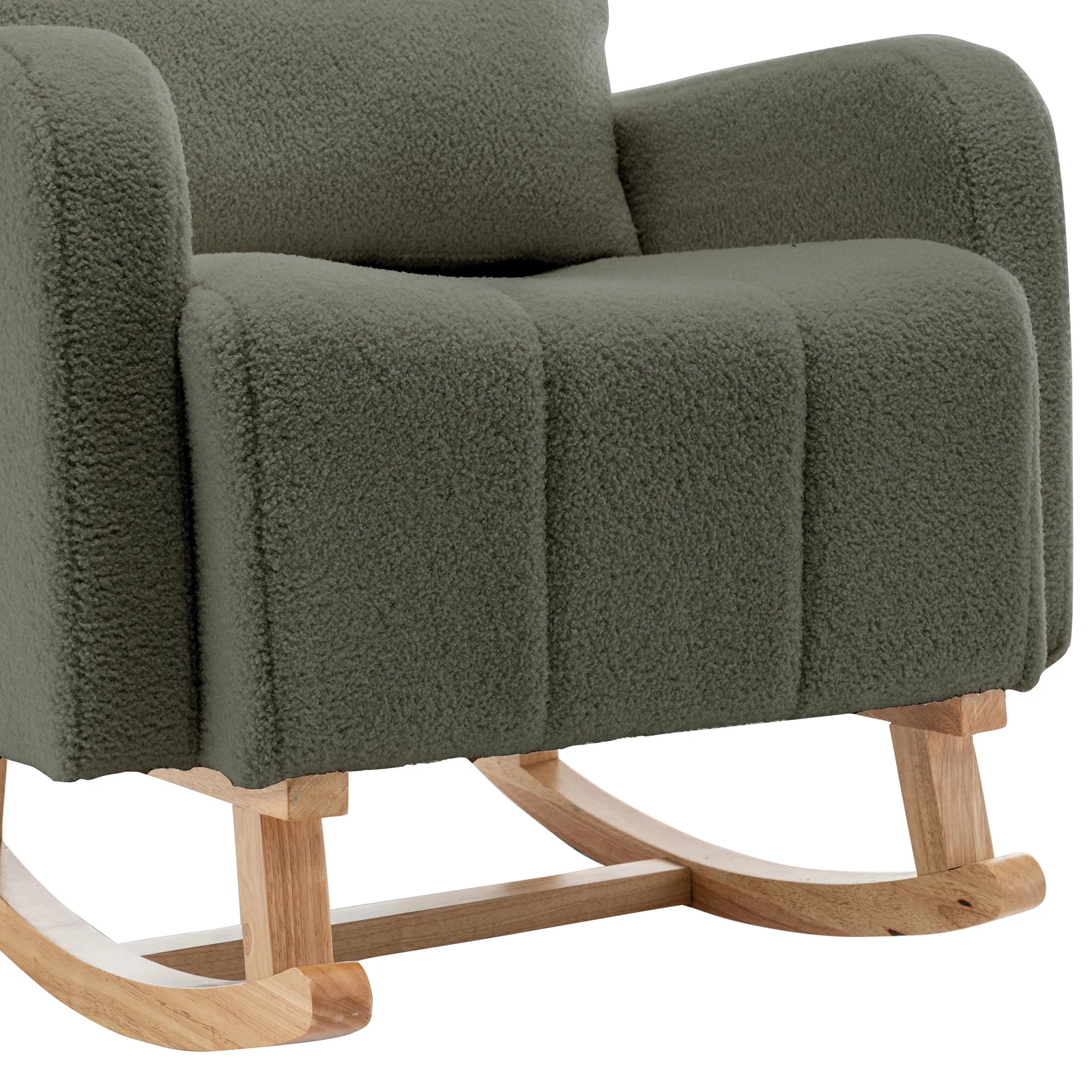 Gamila Boucle Rocking Chair with Ottoman in Green - Image 8