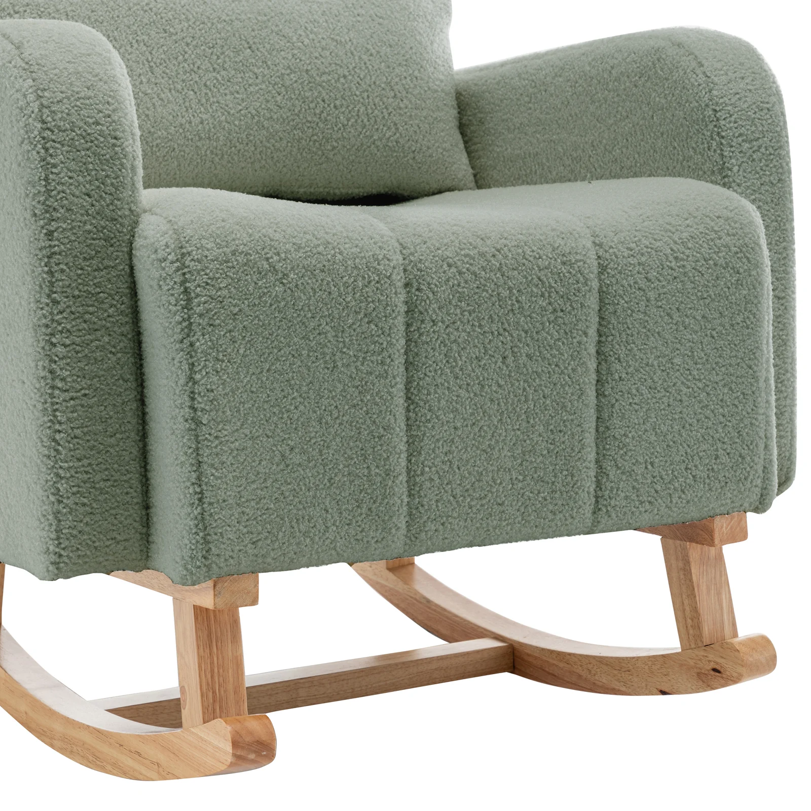 Gamila Boucle Rocking Chair with Ottoman in Mint Green - Image 8