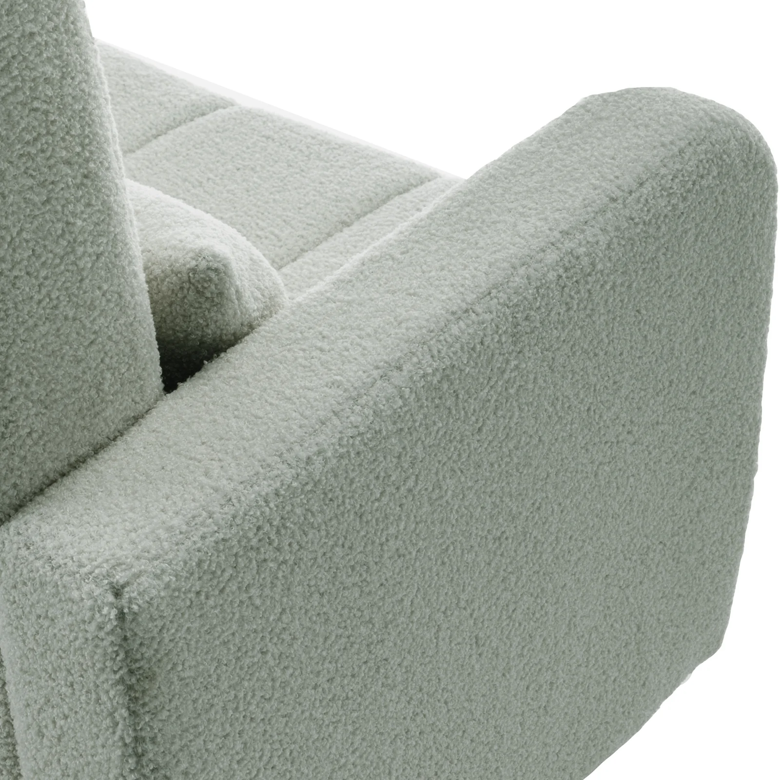 Gamila Boucle Rocking Chair with Ottoman in Mint Green - Image 9